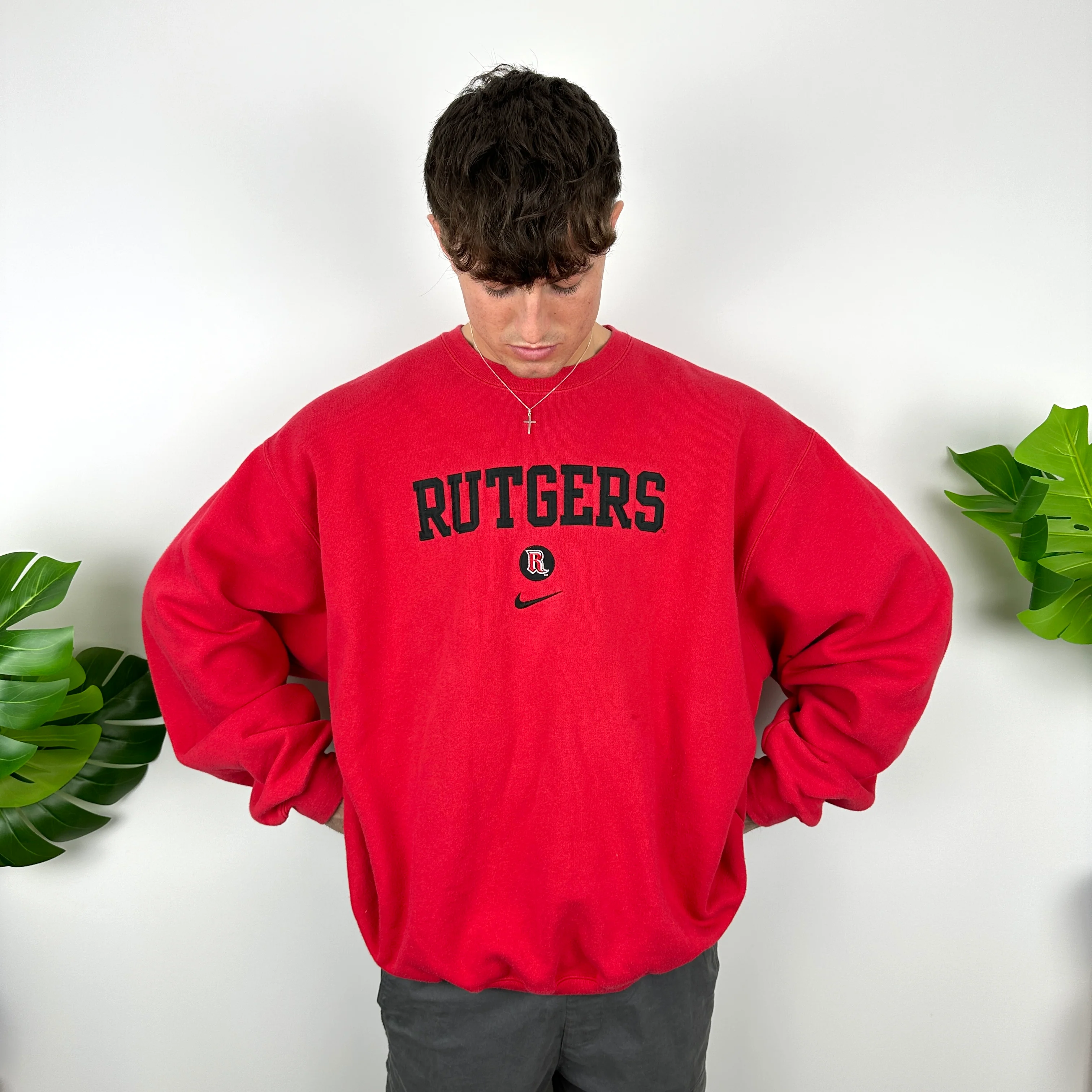Nike x Rutgers Red Embroidered Spell Out Sweatshirt (XXL) - Image 8