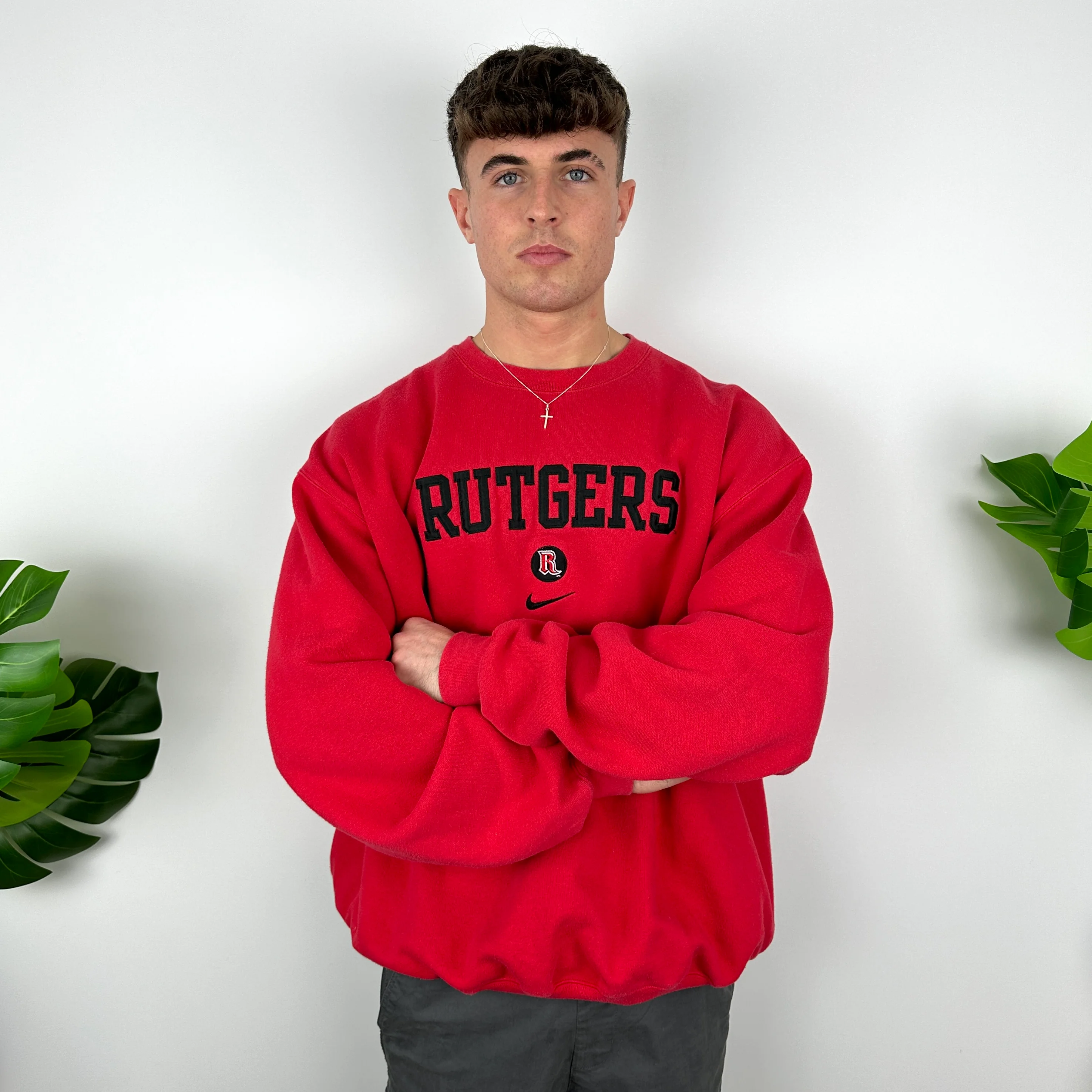 Nike x Rutgers Red Embroidered Spell Out Sweatshirt (XXL) - Image 9