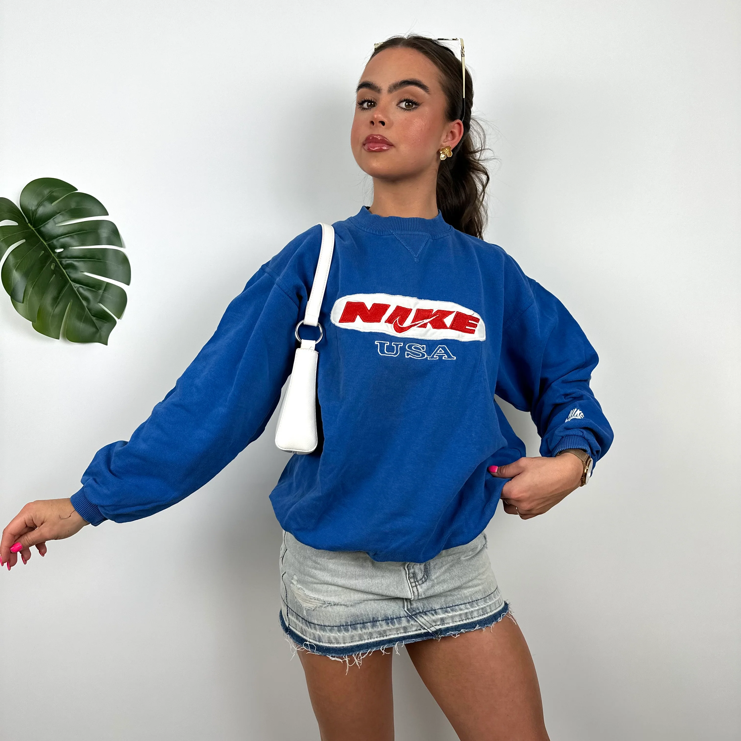 Nike X USA Blue Embroidered Spell Out Sweatshirt (S) - Image 3