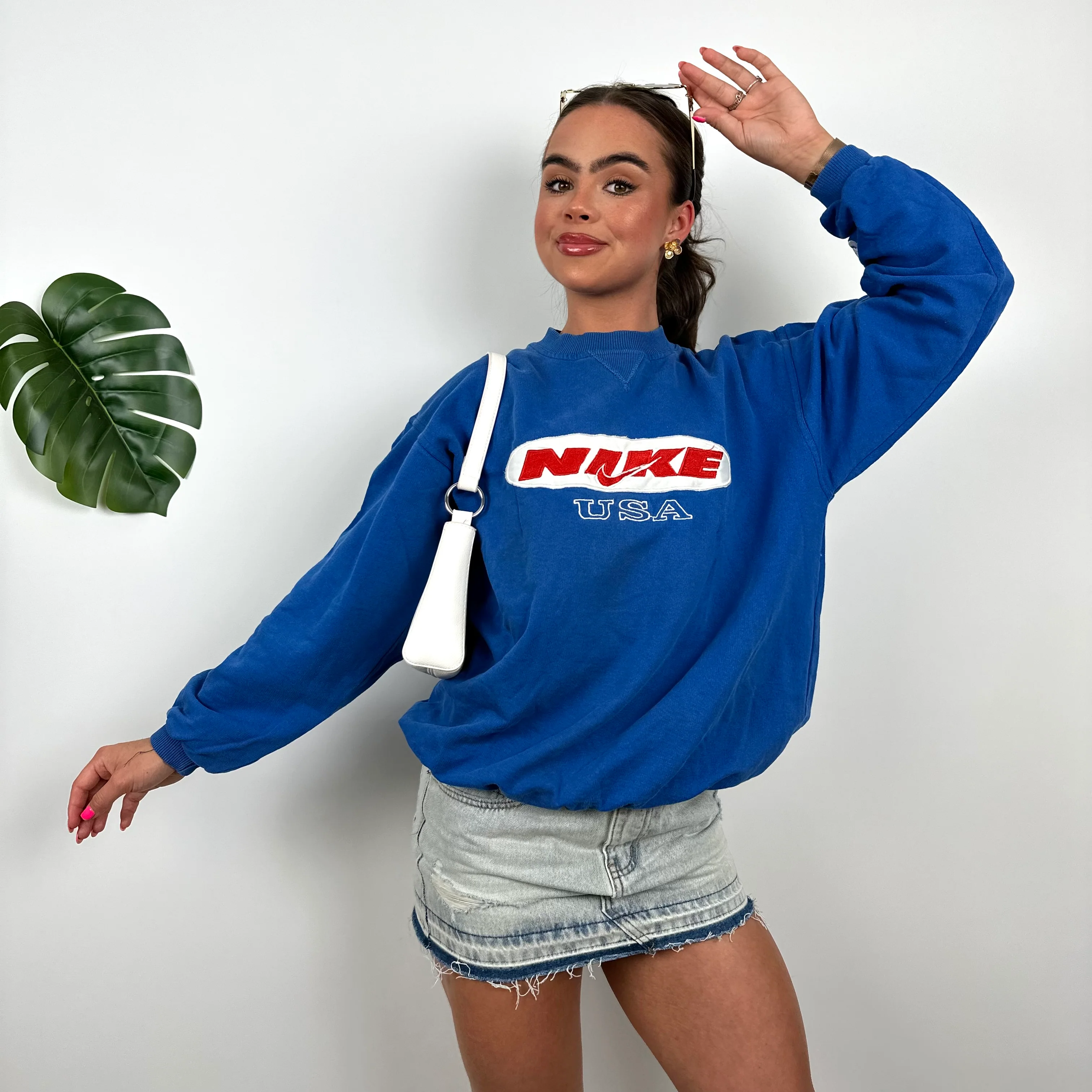 Nike X USA Blue Embroidered Spell Out Sweatshirt (S) - Image 4