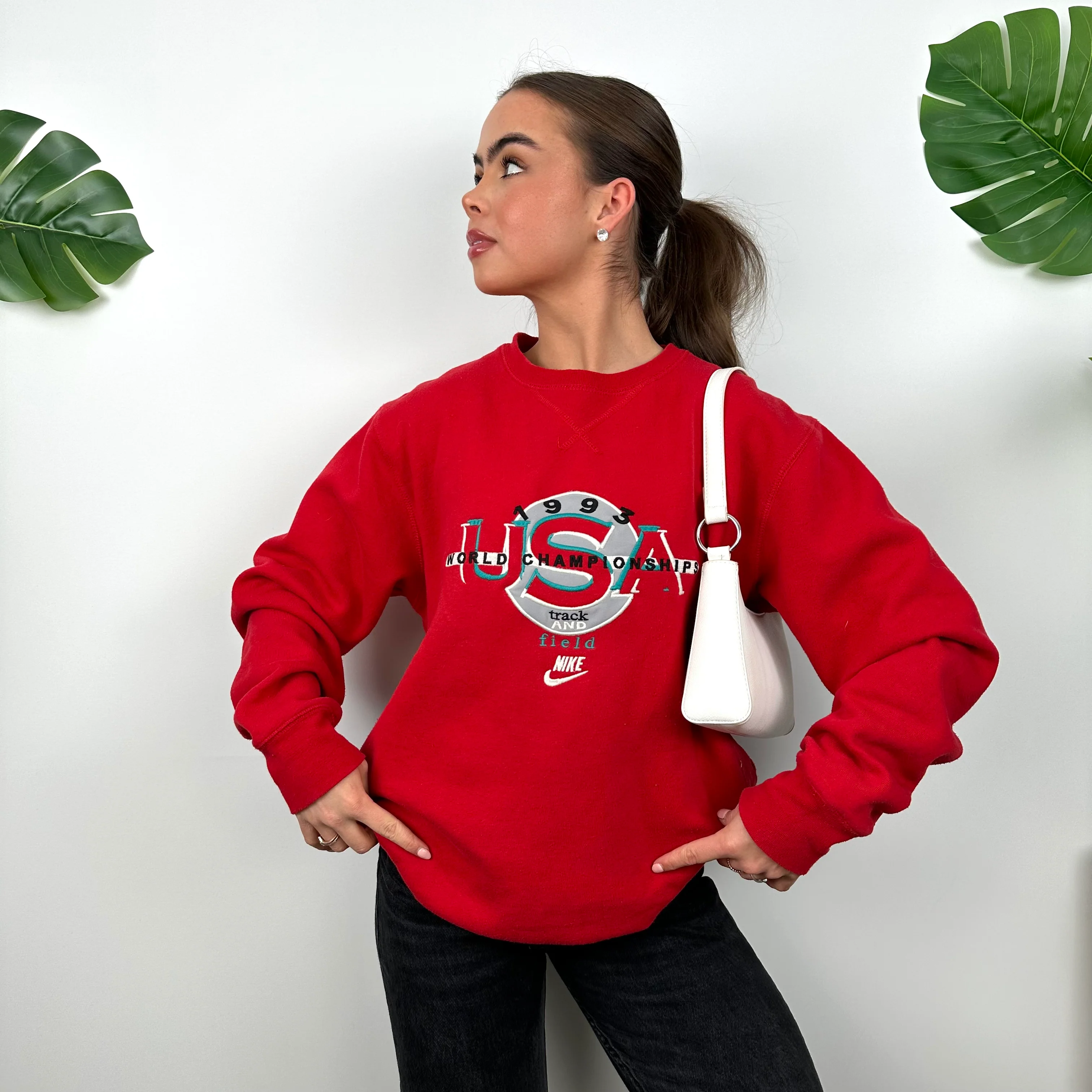 Nike x USA Track & Field RARE Red Embroidered Sweatshirt (L) - Image 3