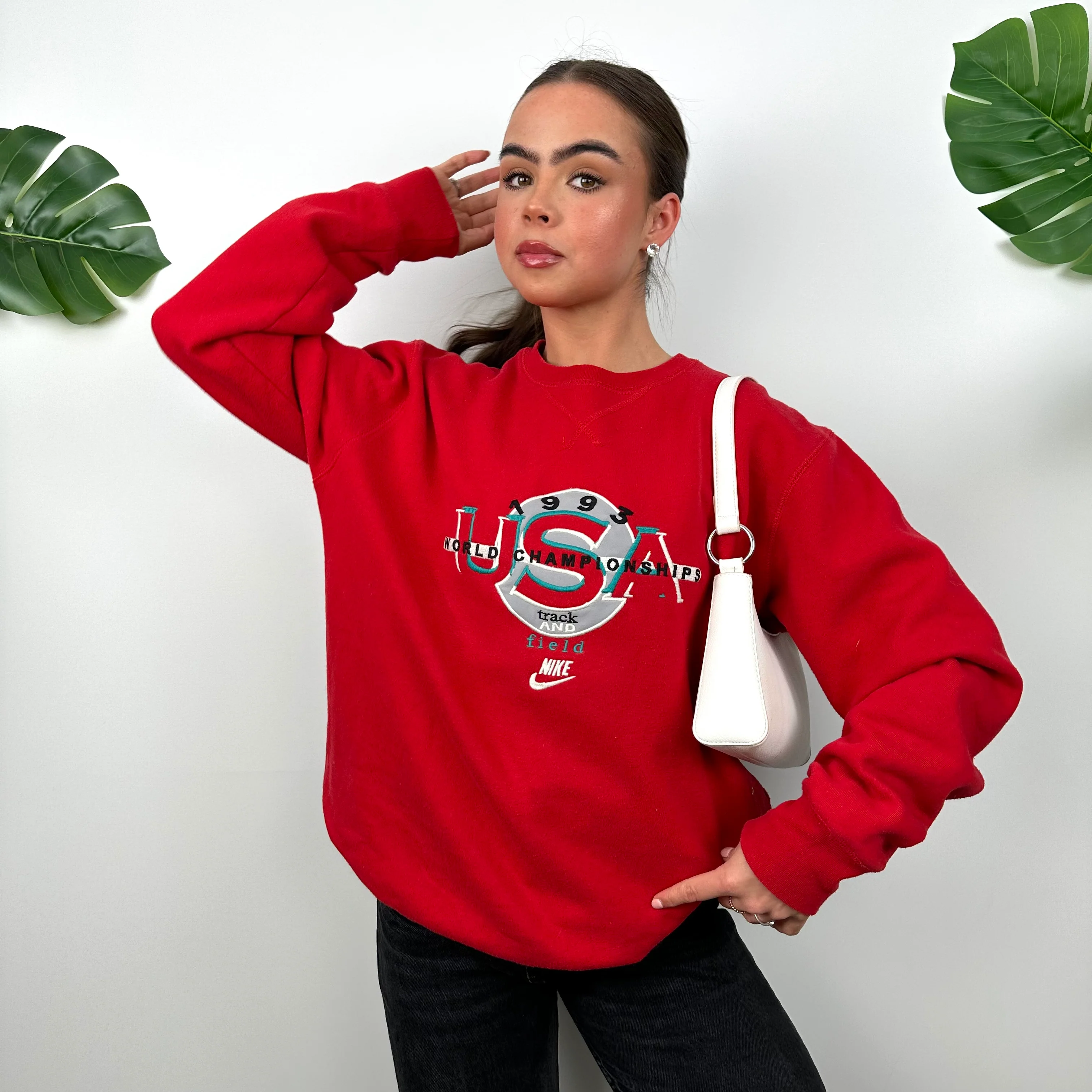 Nike x USA Track & Field RARE Red Embroidered Sweatshirt (L) - Image 6