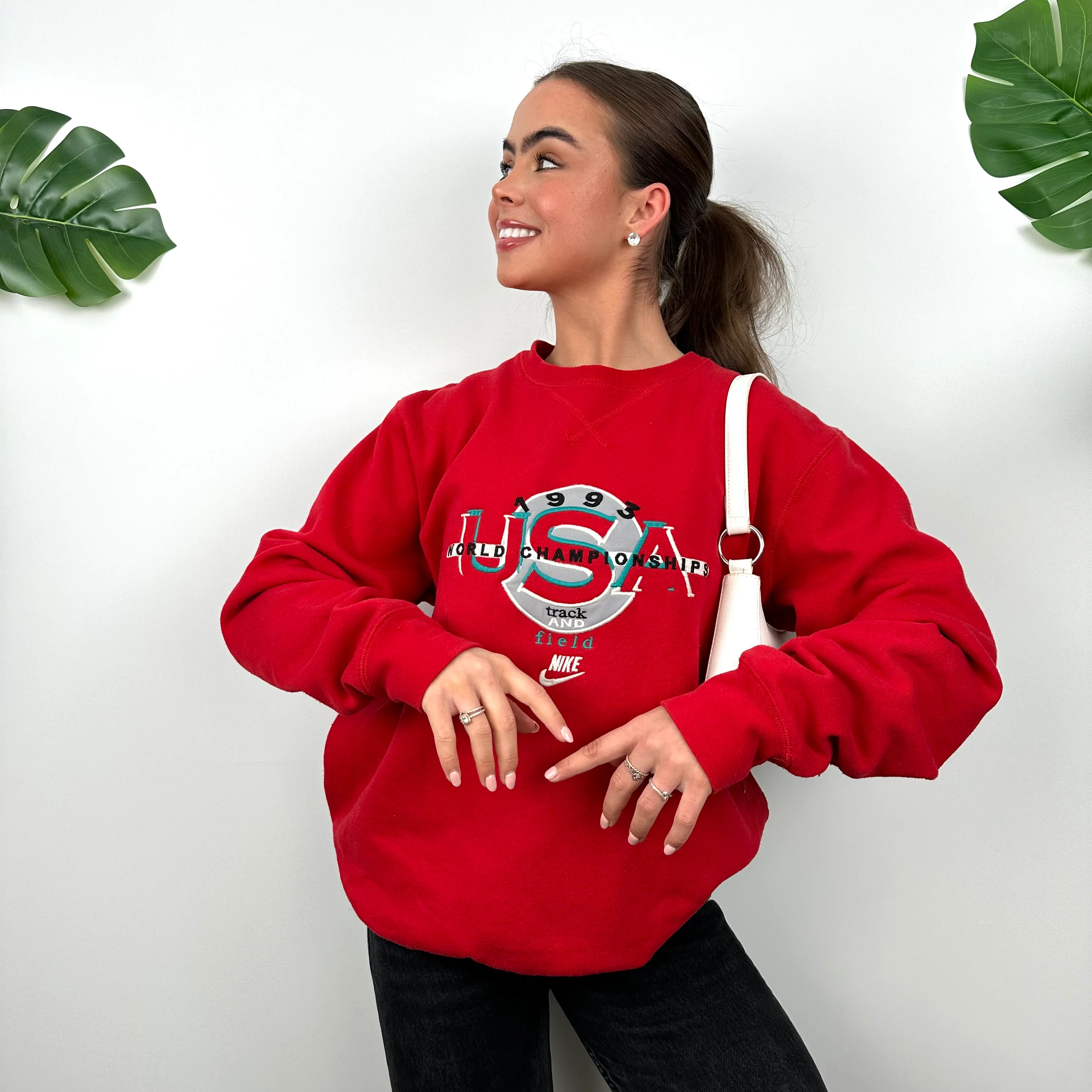 Nike x USA Track & Field RARE Red Embroidered Sweatshirt (L) - Image 7