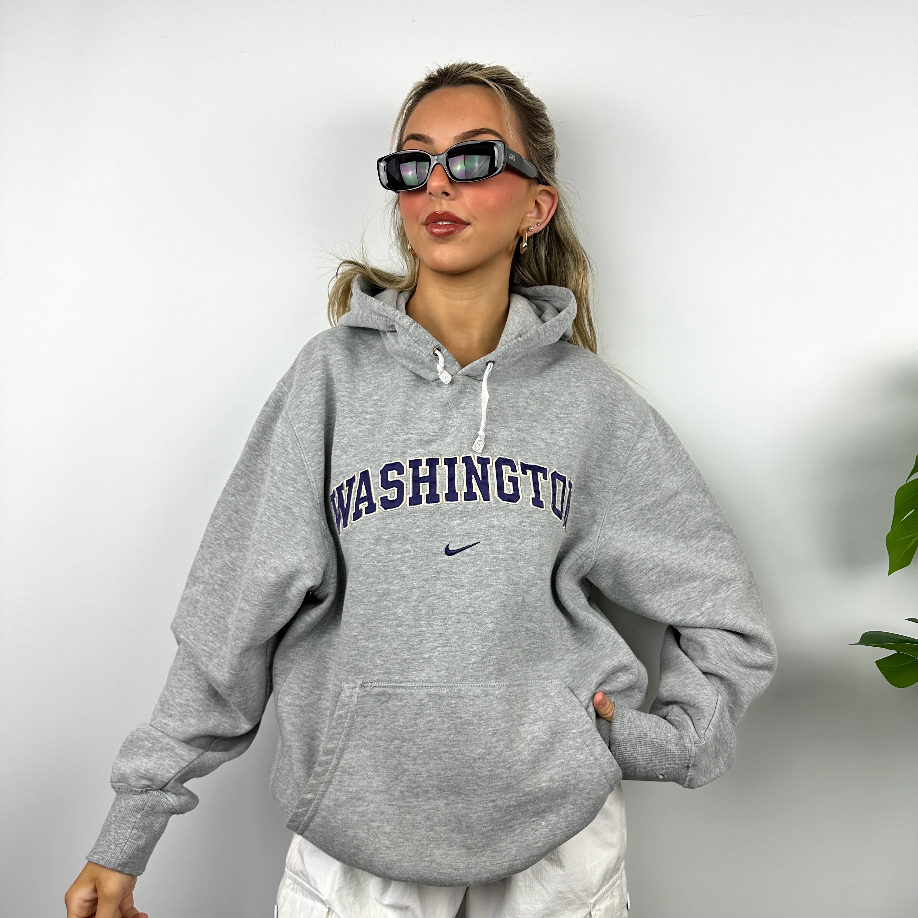 Nike X Washington Grey Embroidered Spell Out Hoodie (XL) - Image 10