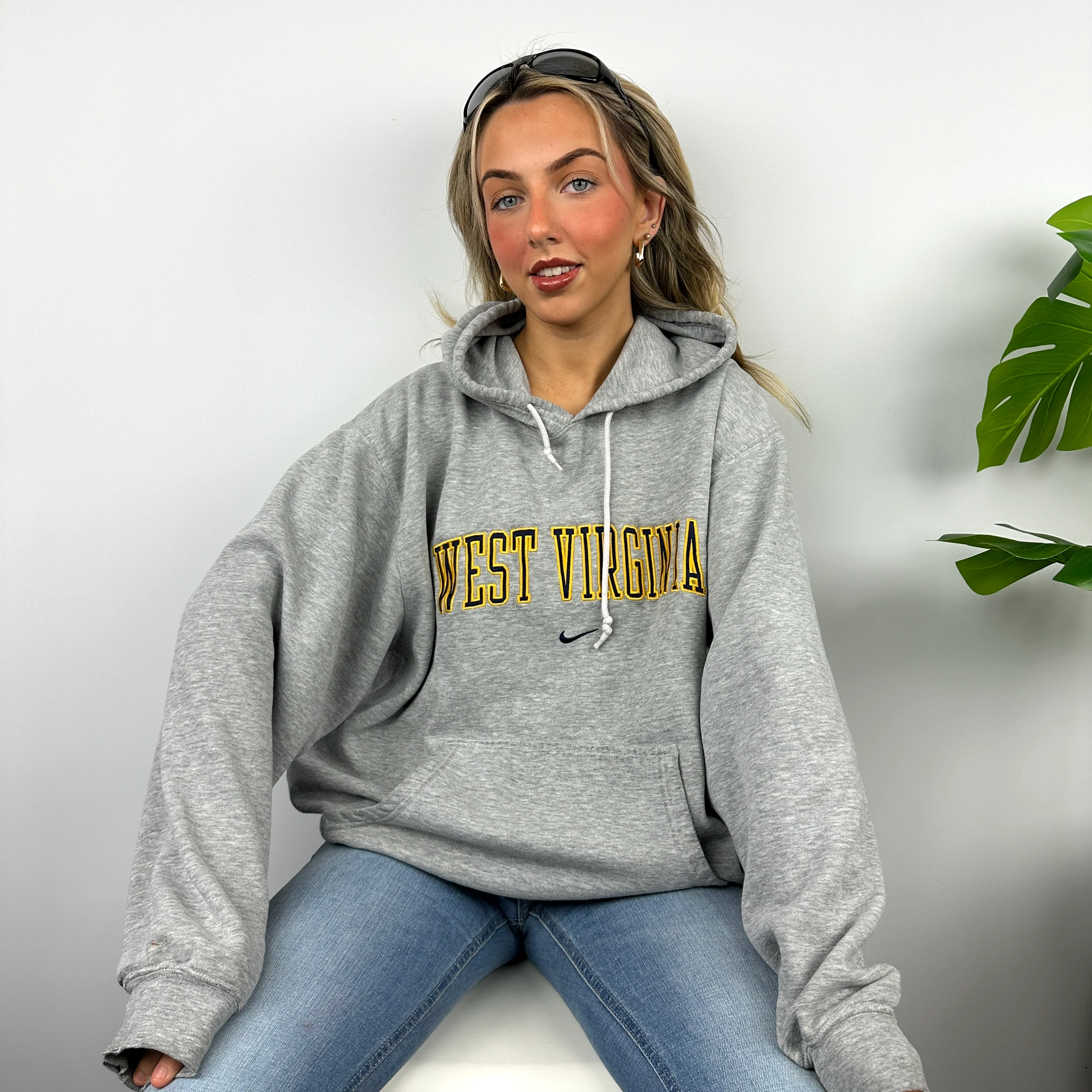 Nike x West Virginia Grey Embroidered Spell Out Hoodie (L) - Image 4