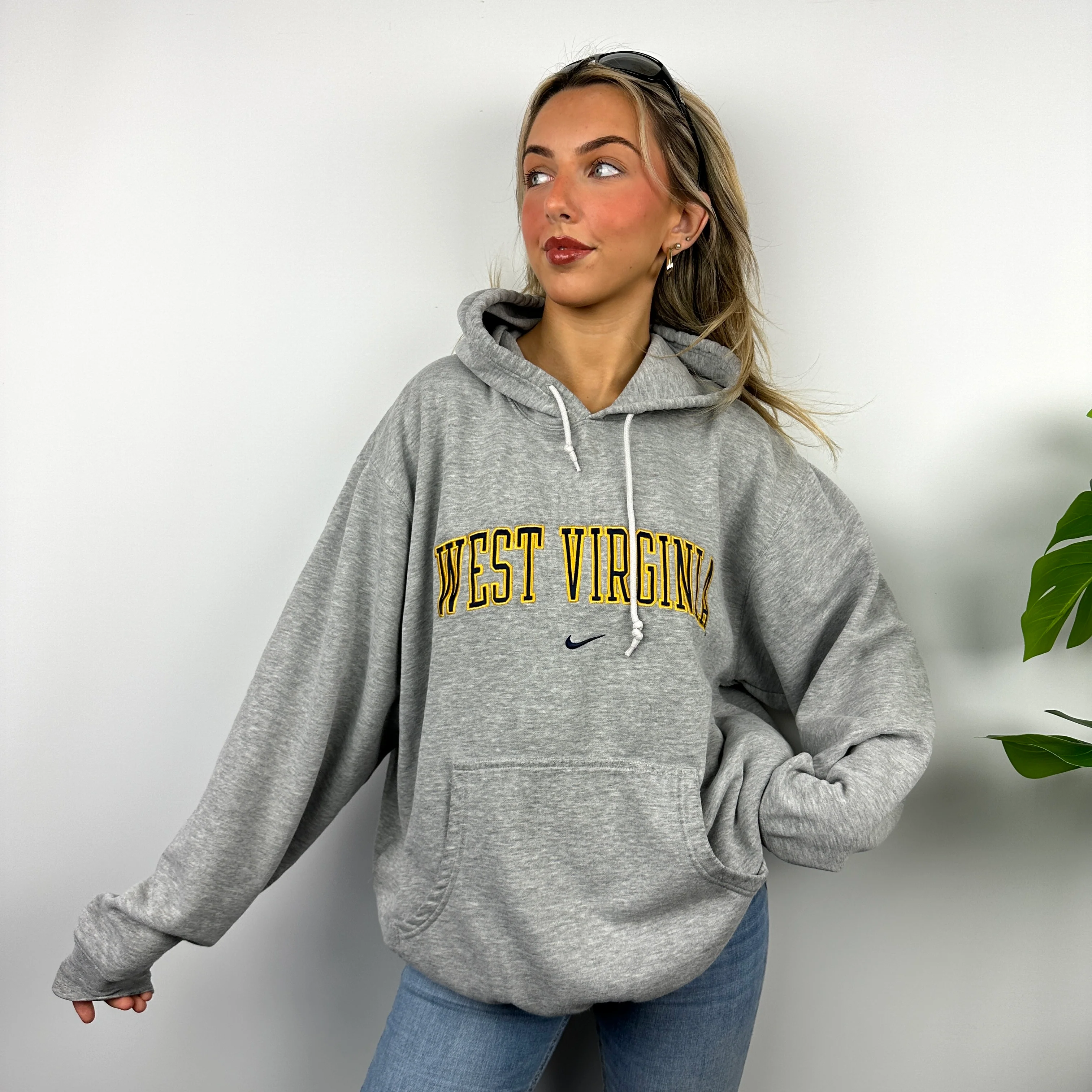 Nike x West Virginia Grey Embroidered Spell Out Hoodie (L) - Image 7
