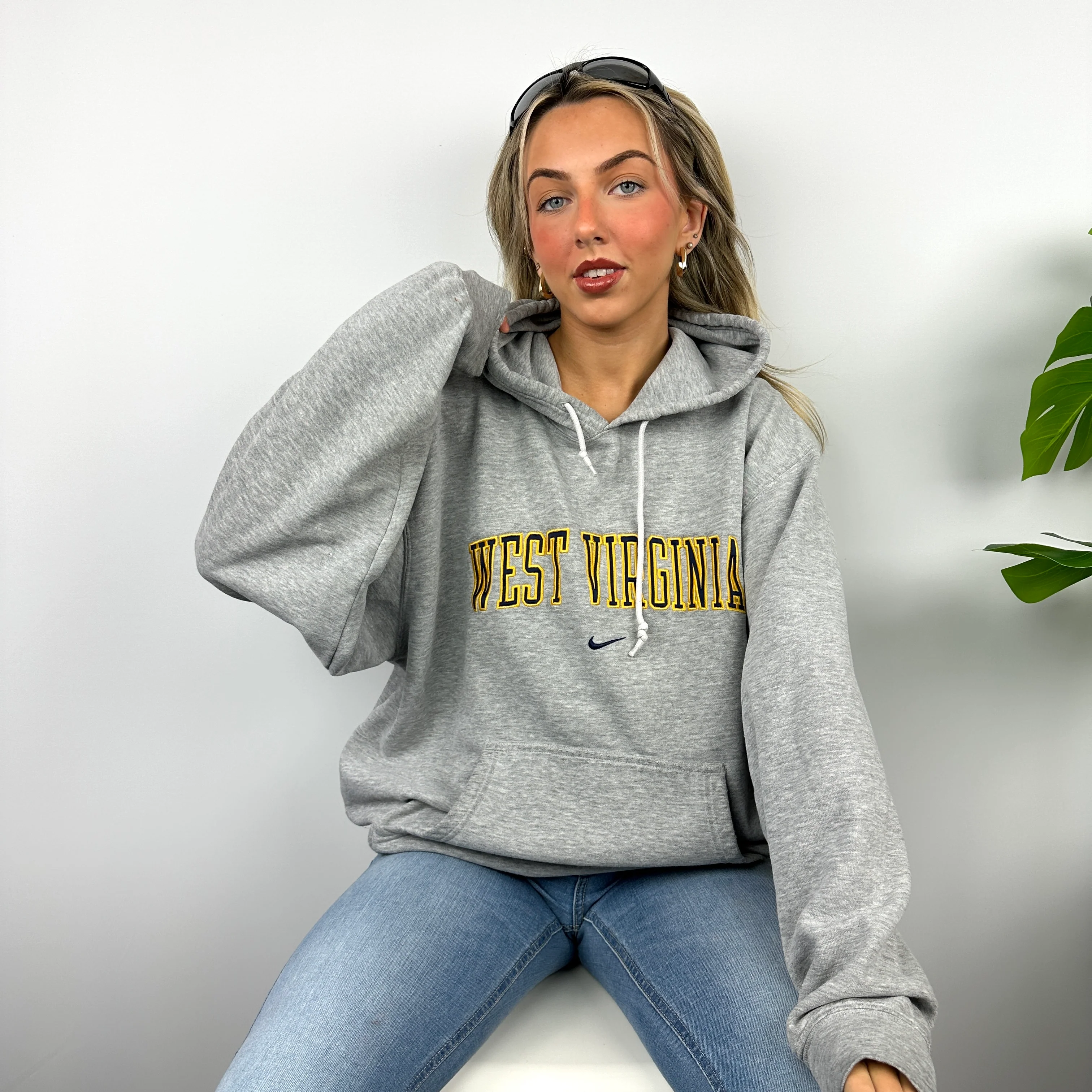Nike x West Virginia Grey Embroidered Spell Out Hoodie (L) - Image 8