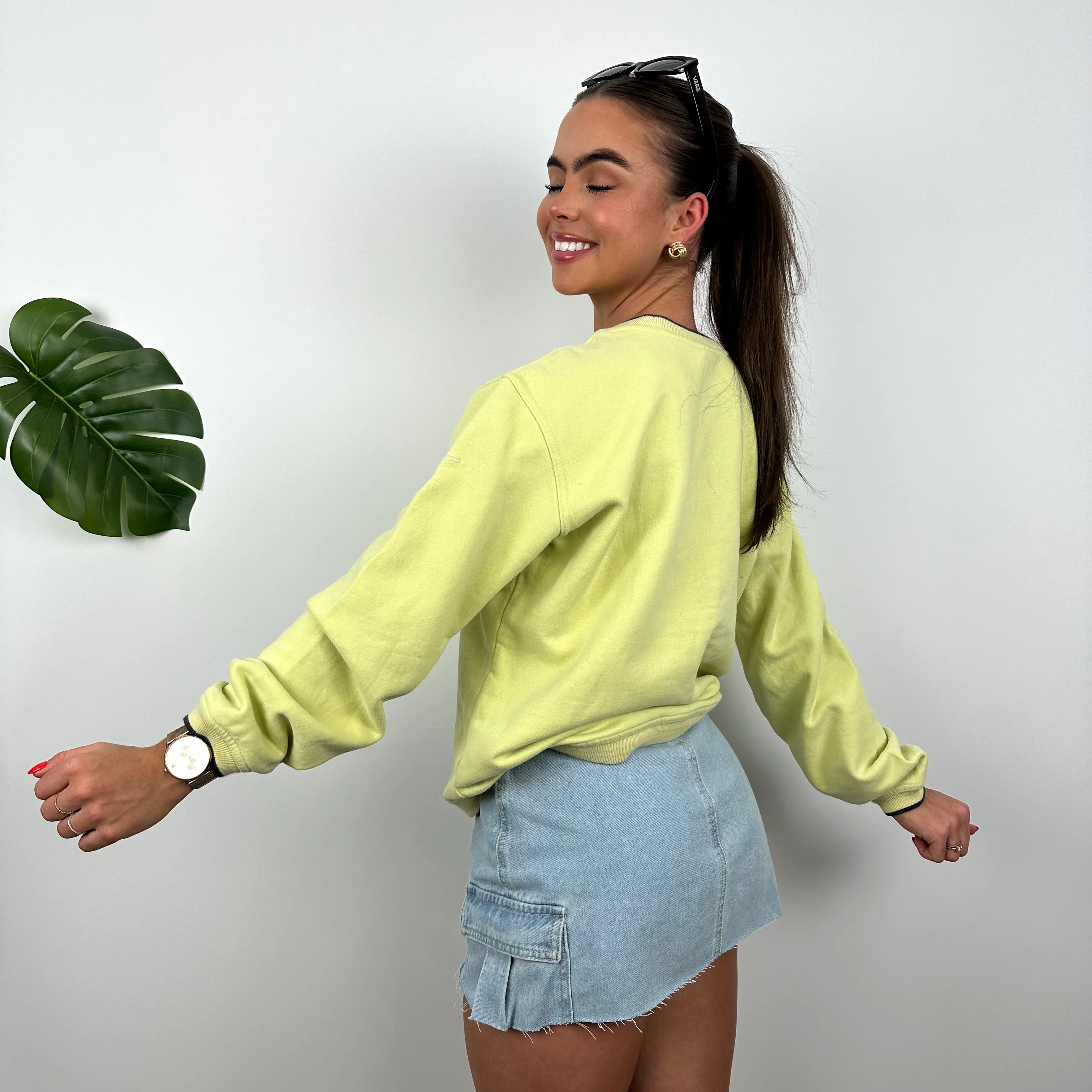 Nike Lime Embroidered Spell Out Sweatshirt (S) - Image 4
