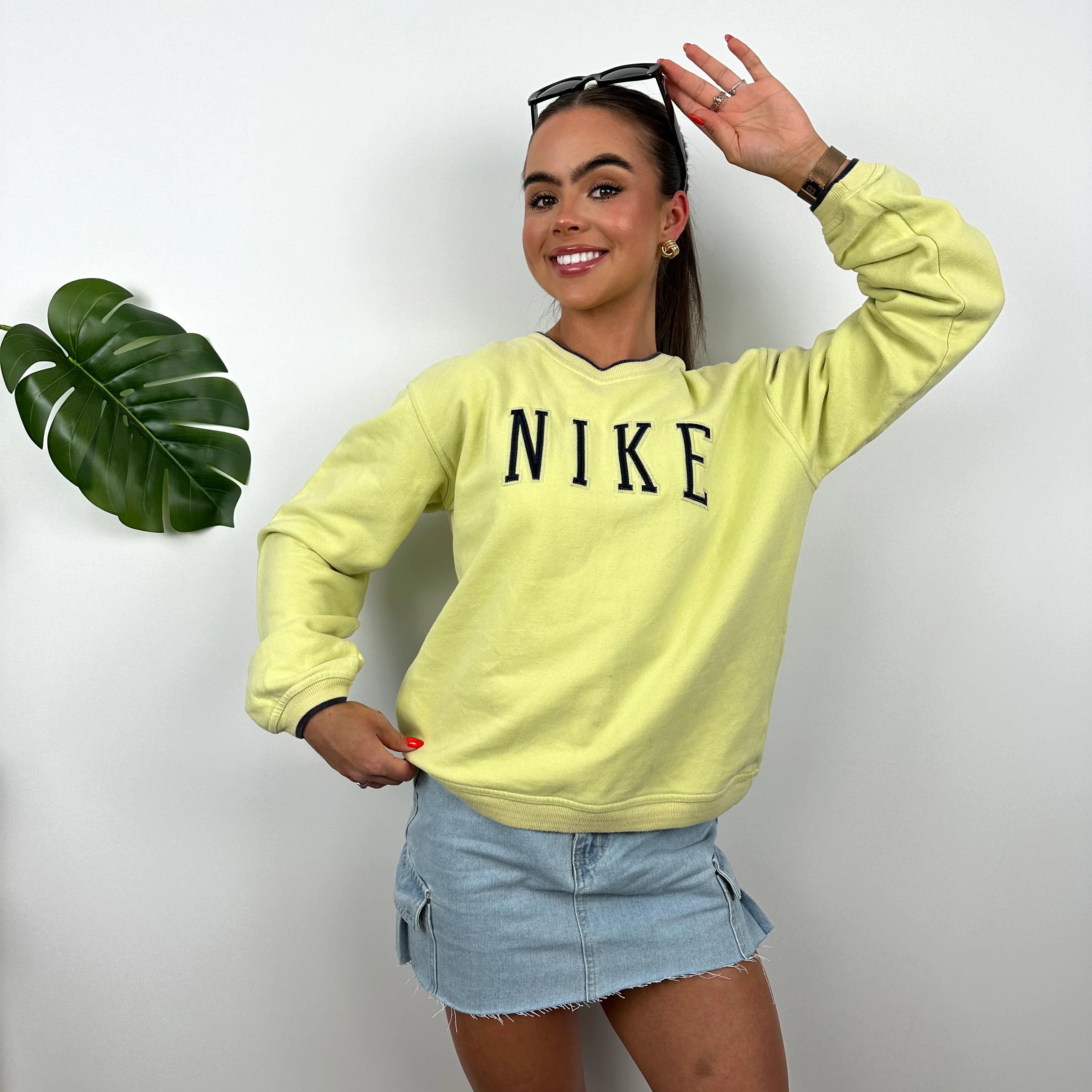 Nike Lime Embroidered Spell Out Sweatshirt (S) - Image 5