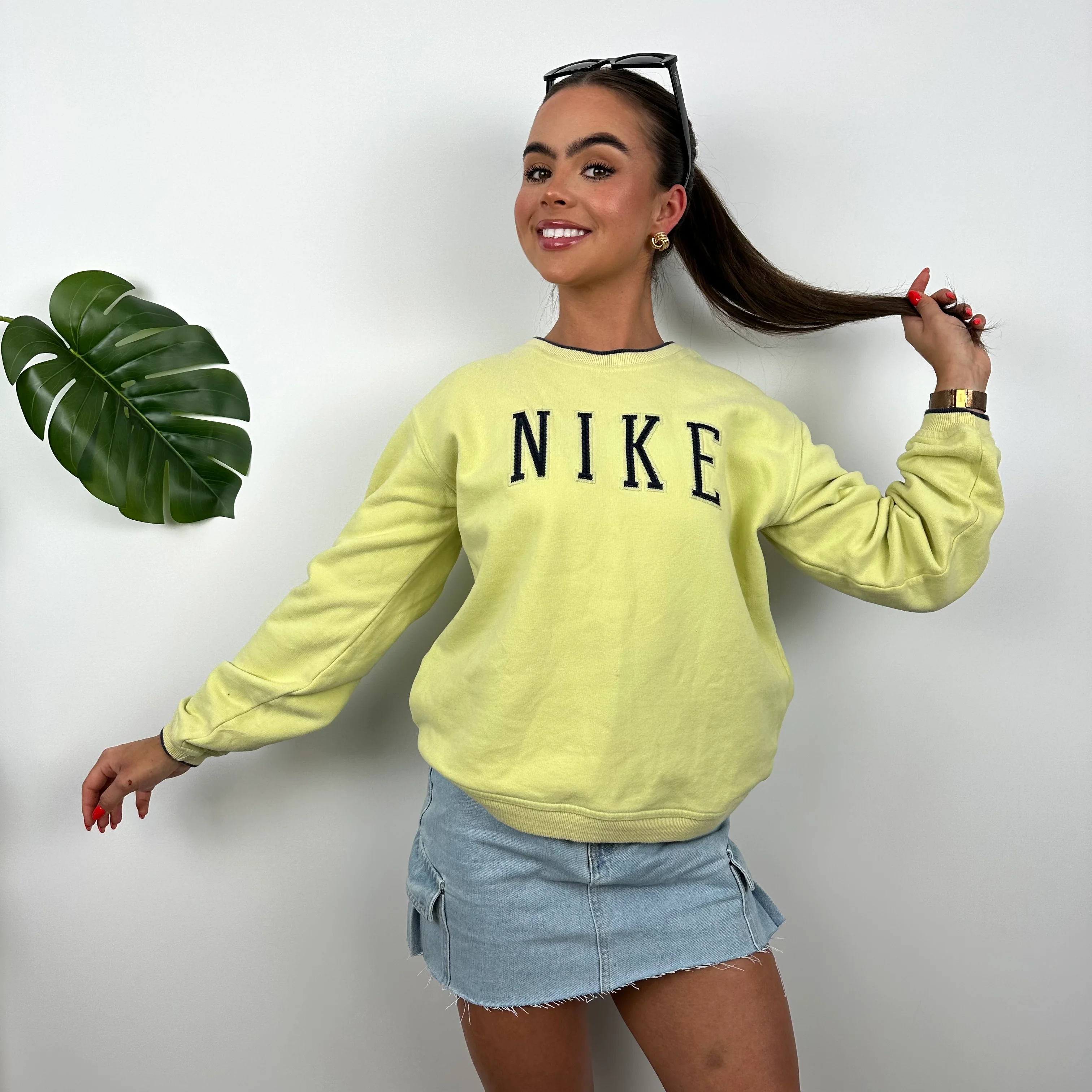 Nike Lime Embroidered Spell Out Sweatshirt (S) - Image 6