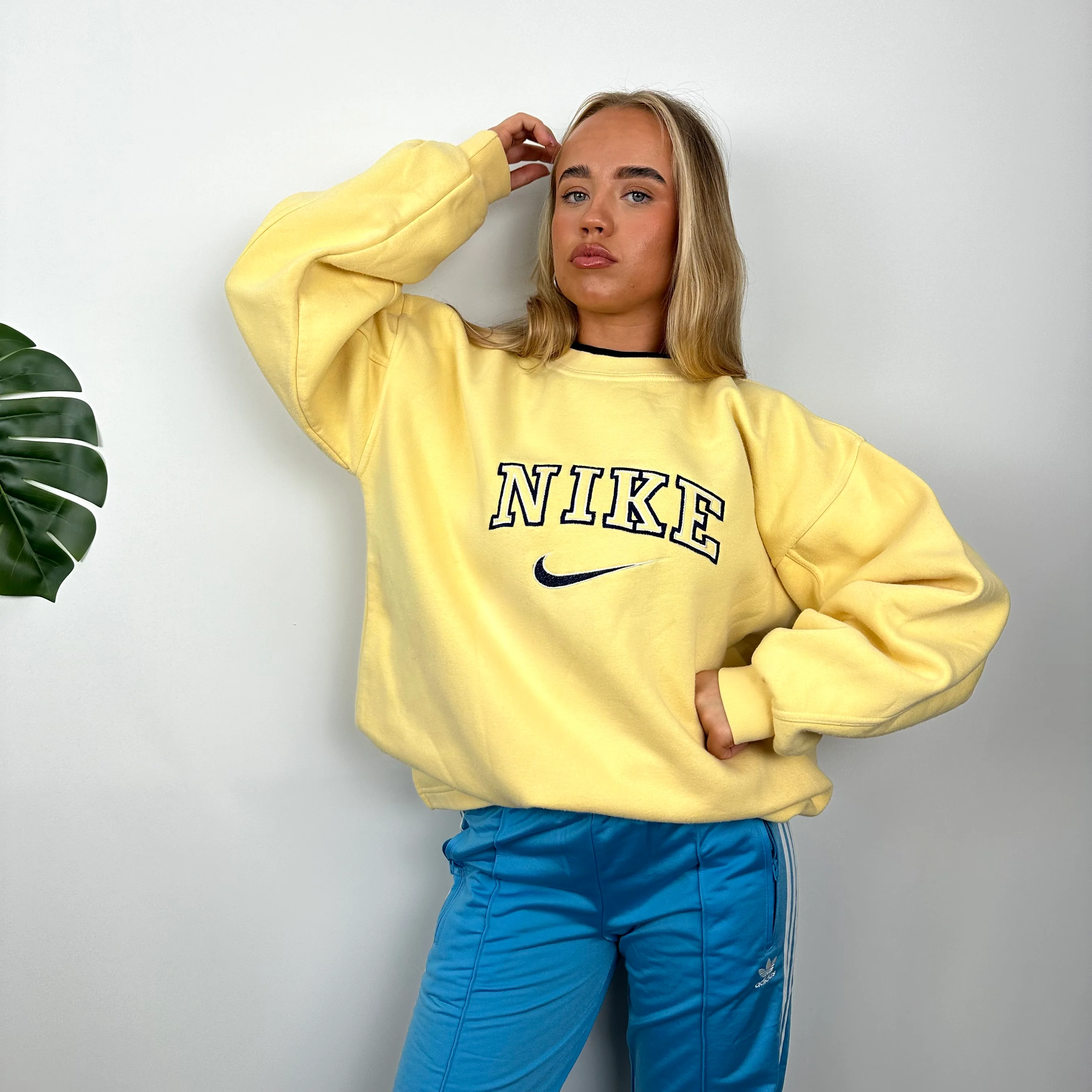Nike Yellow Embroidered Spell Out Sweatshirt (L) - Image 2