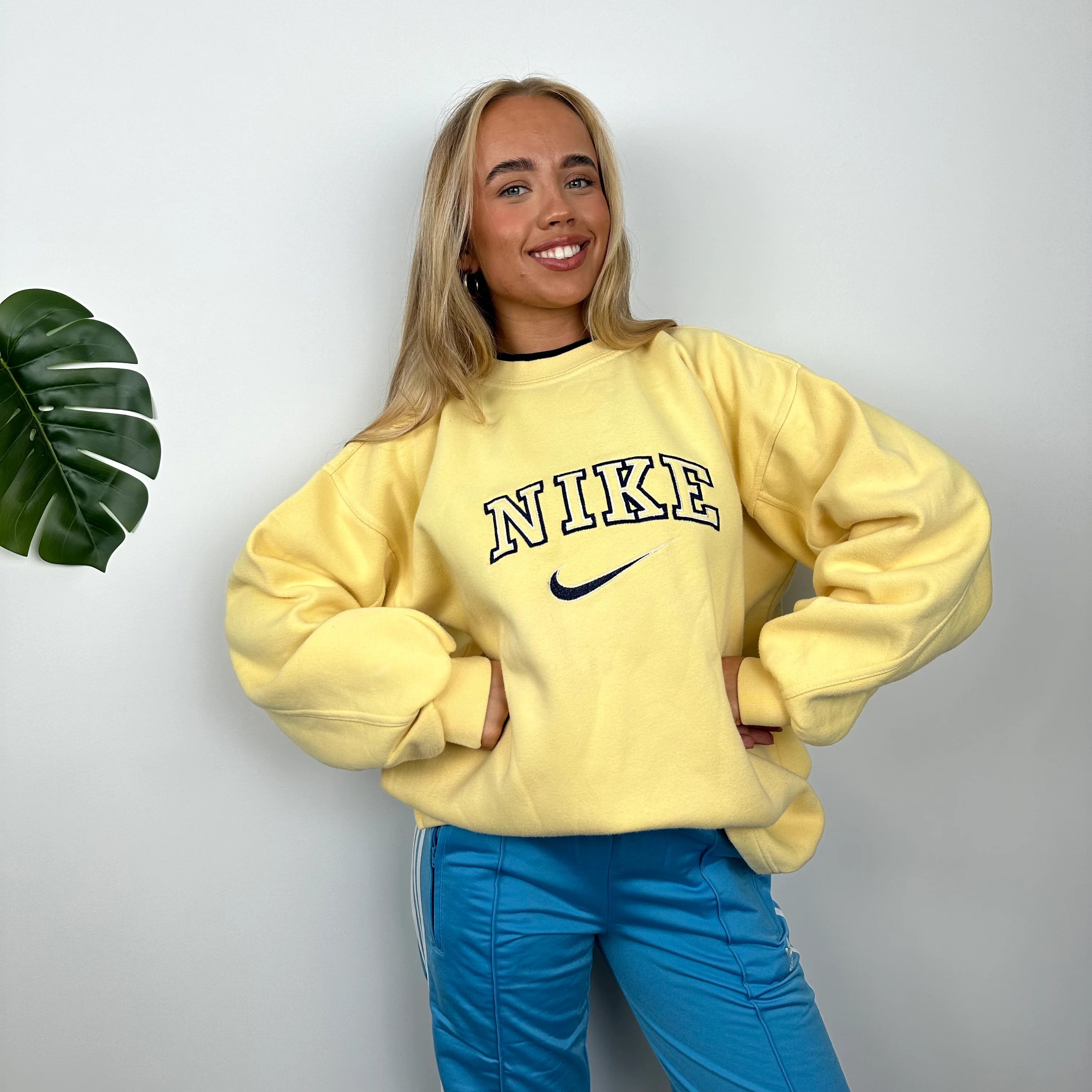 Nike Yellow Embroidered Spell Out Sweatshirt (L) - Image 3