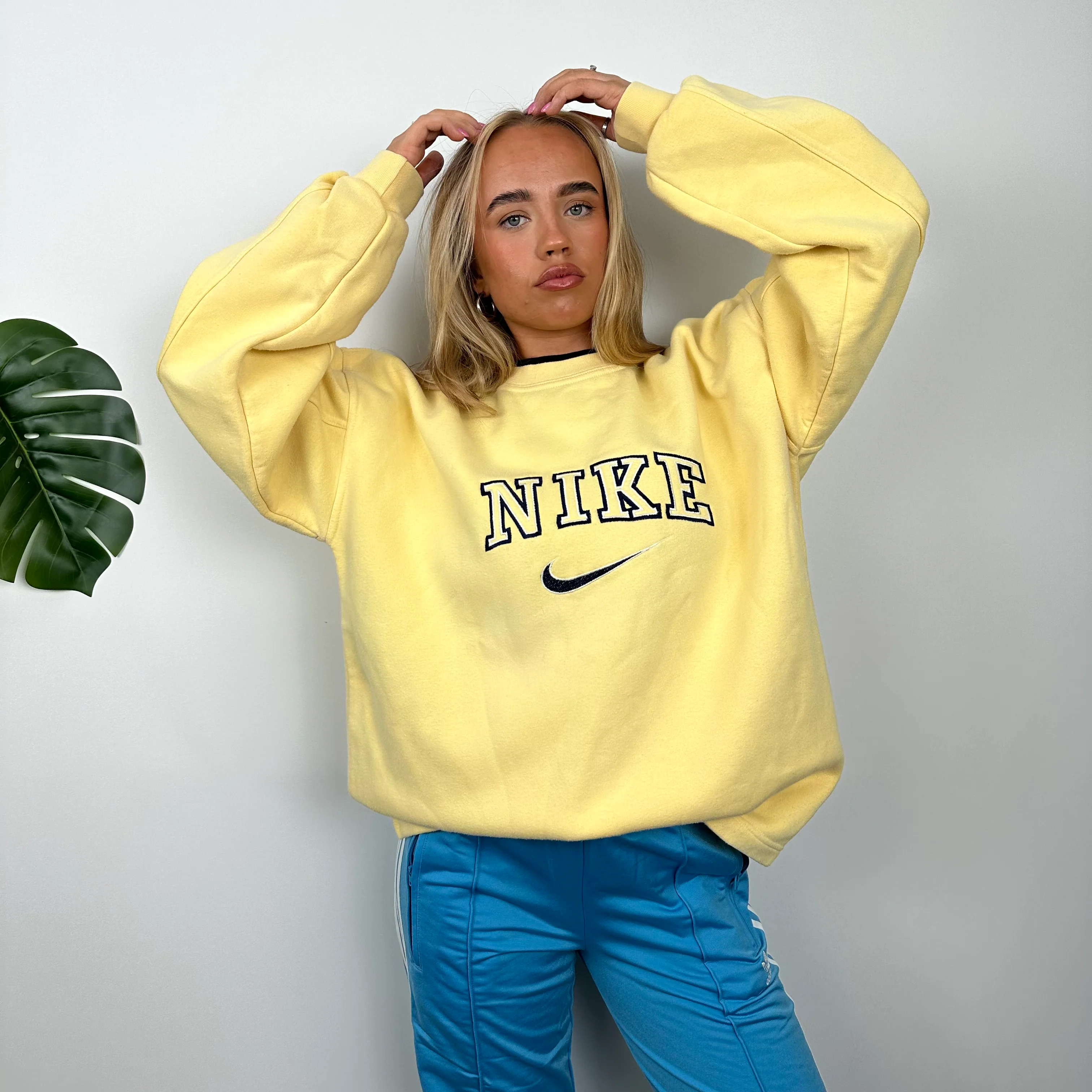 Nike Yellow Embroidered Spell Out Sweatshirt (L) - Image 4