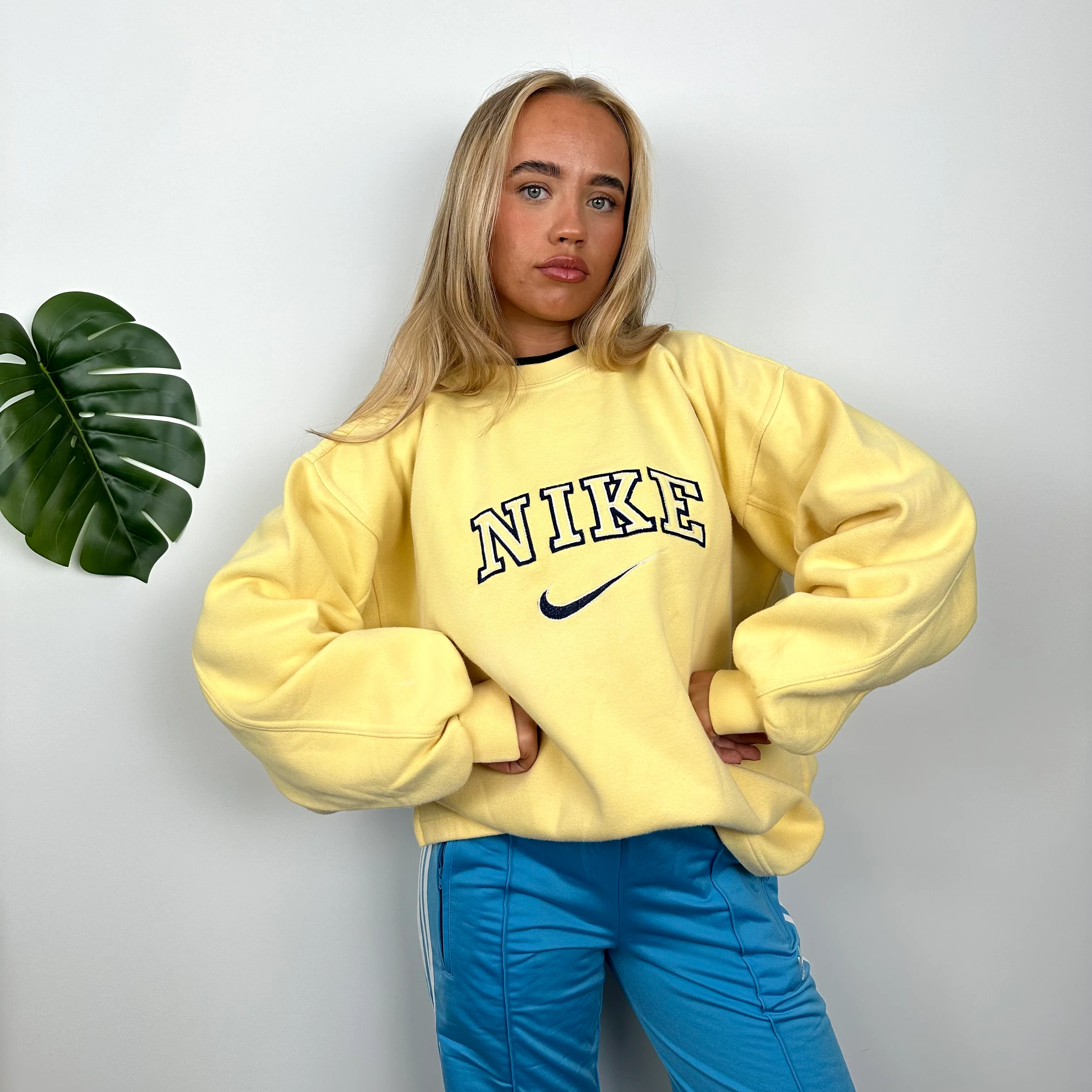 Nike Yellow Embroidered Spell Out Sweatshirt (L) - Image 5