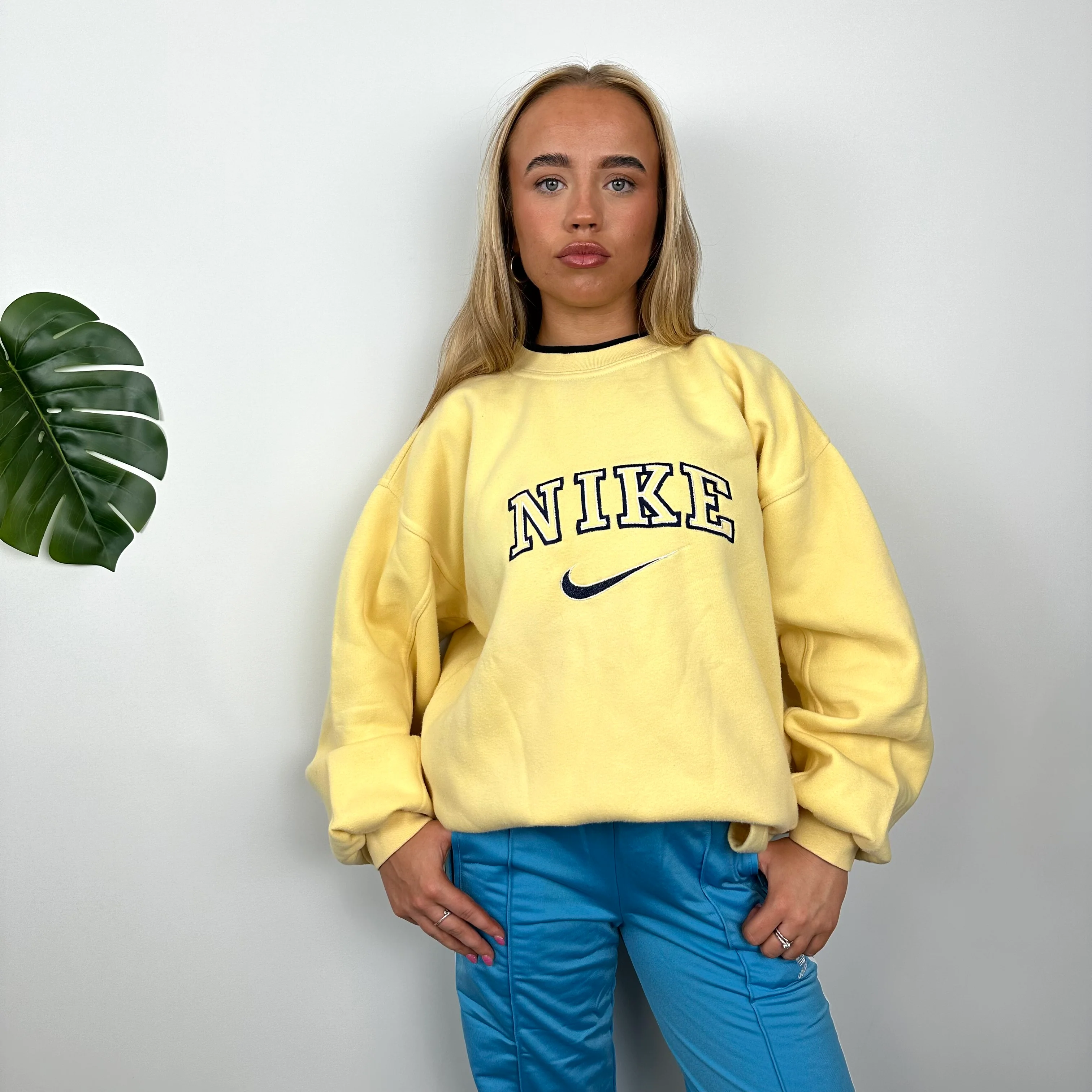 Nike Yellow Embroidered Spell Out Sweatshirt (L) - Image 7