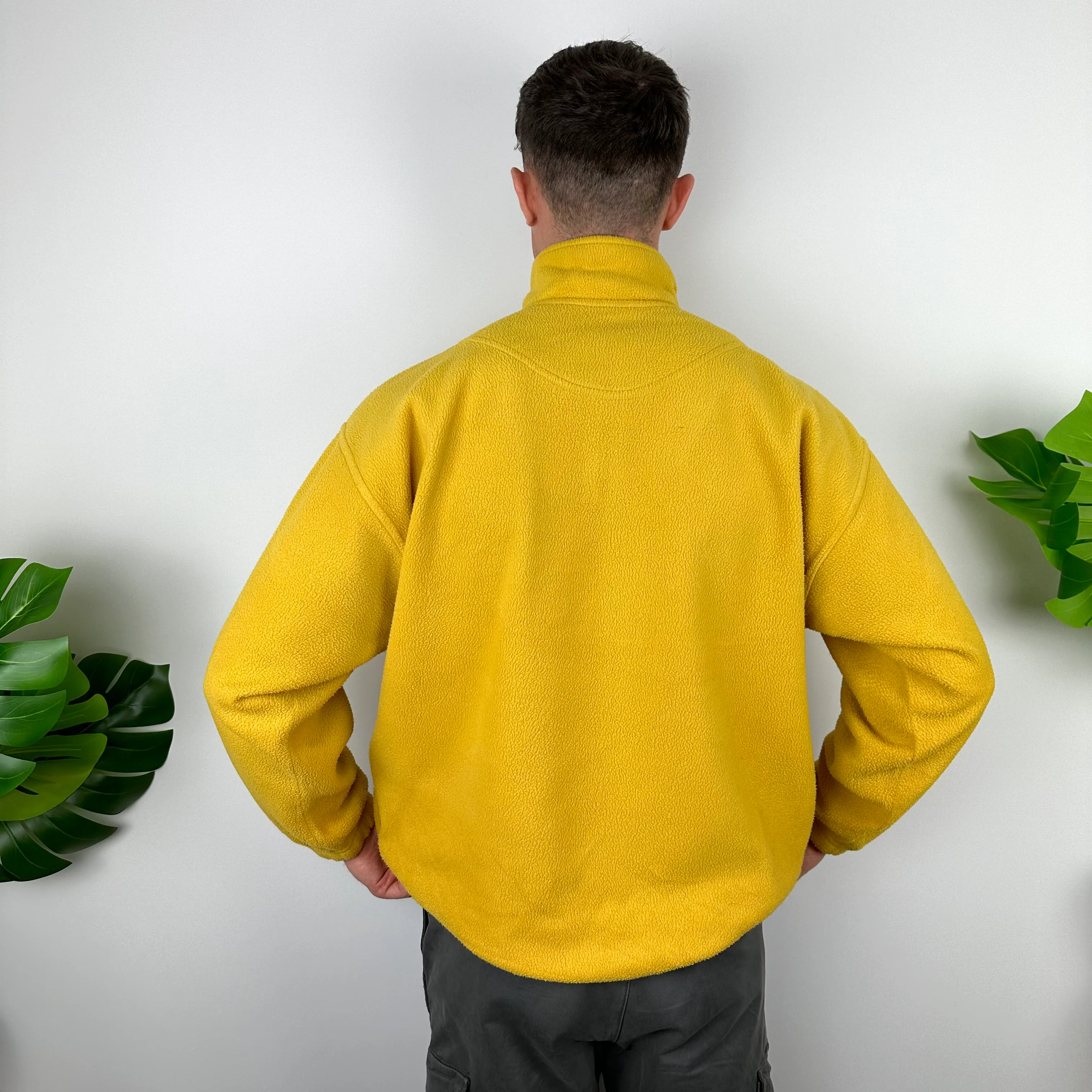 Nike Yellow Embroidered Spell Out Teddy Bear Fleece Quarter Zip Sweatshirt (L) - Image 6