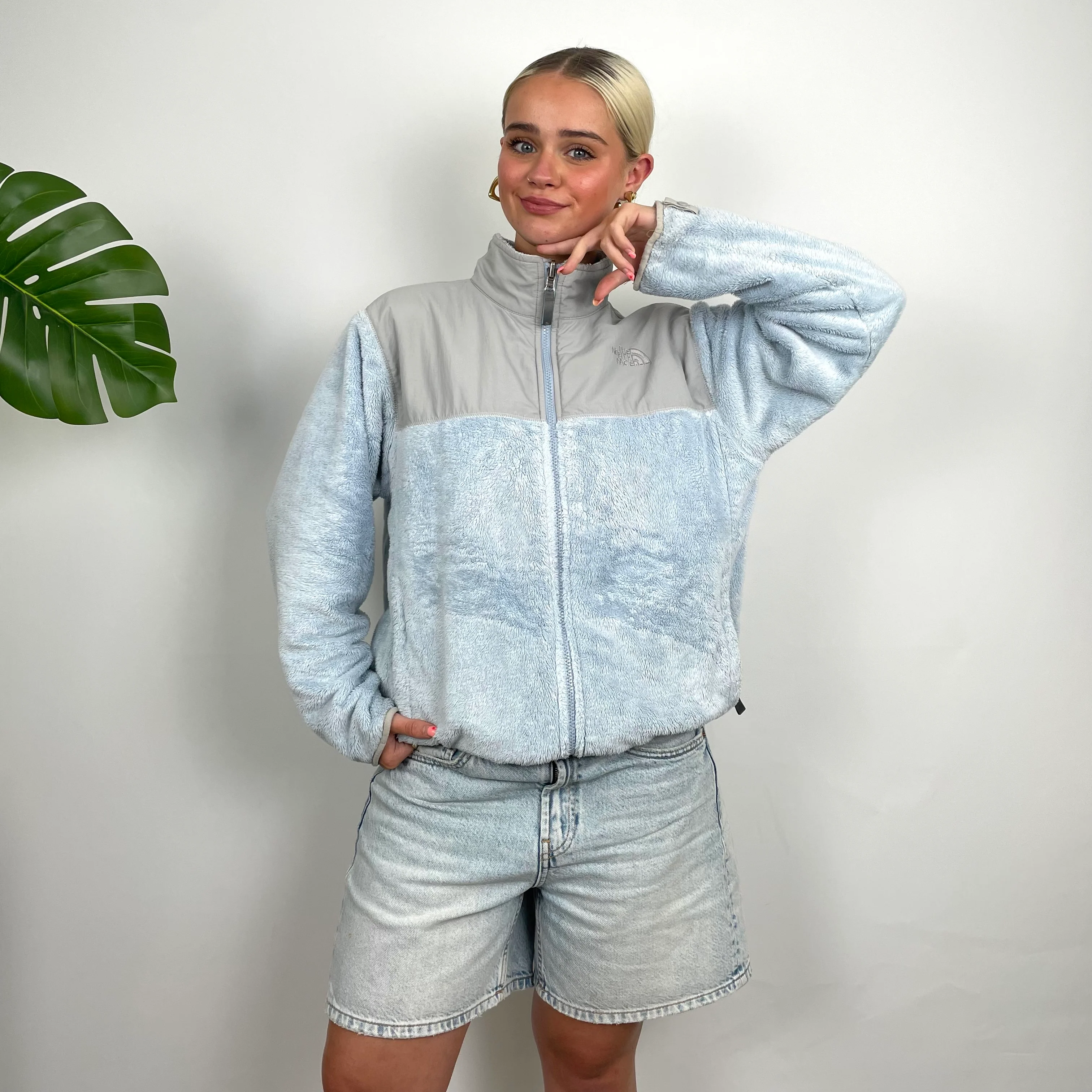 North Face Baby Blue Denali Teddy Bear Fleece Zip Up Jacket (S) - Image 6
