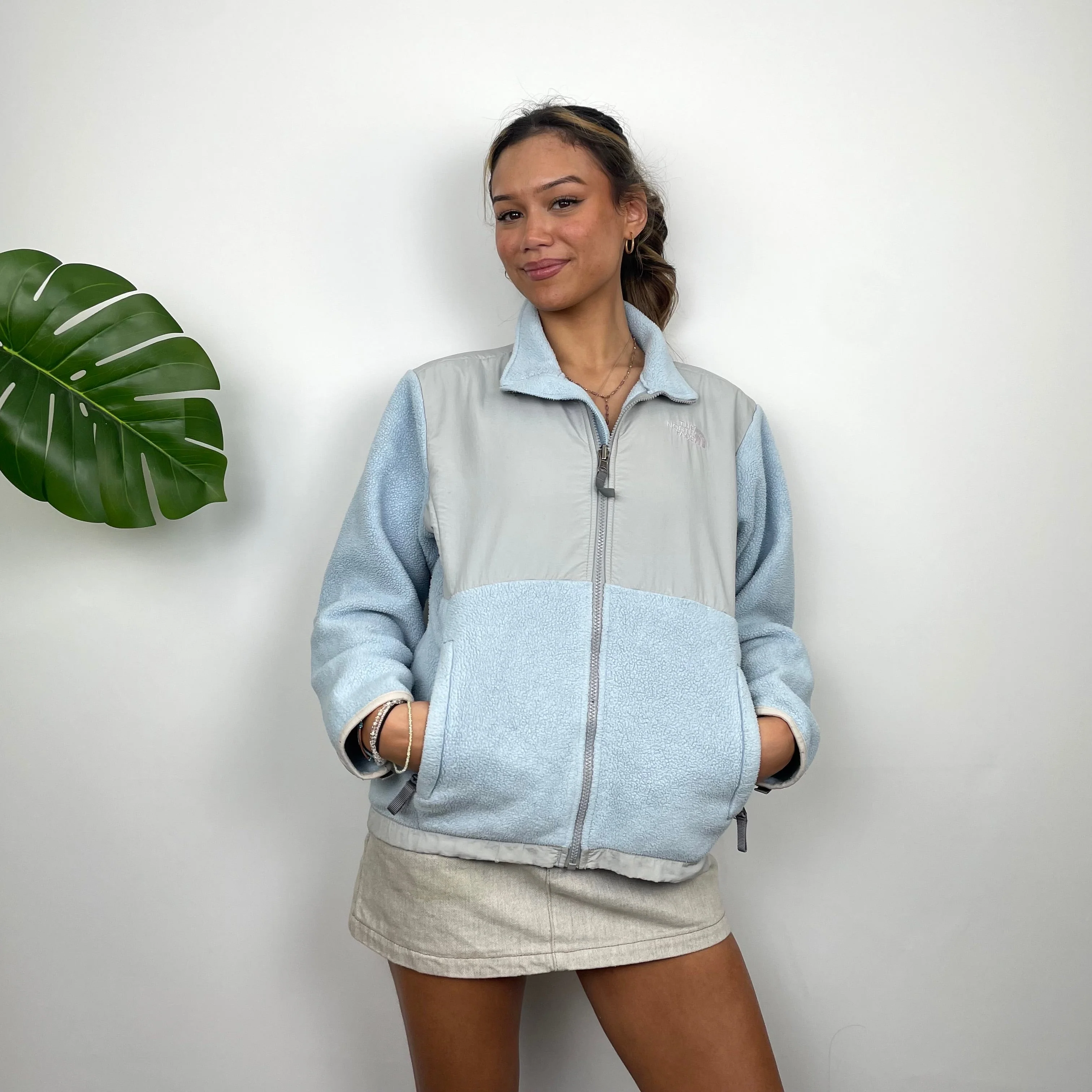 North Face Baby Blue Denali Teddy Bear Fleece Zip Up Jacket (S)