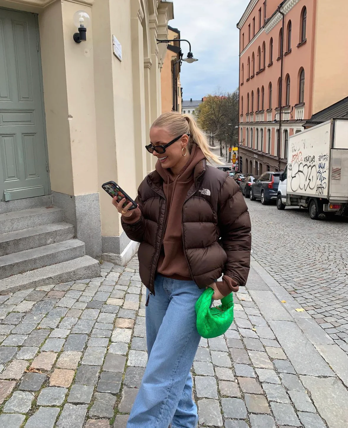 North Face Brown Nupste 700 Puffer Jacket As Worn By Barbara Kristoffersen (M)