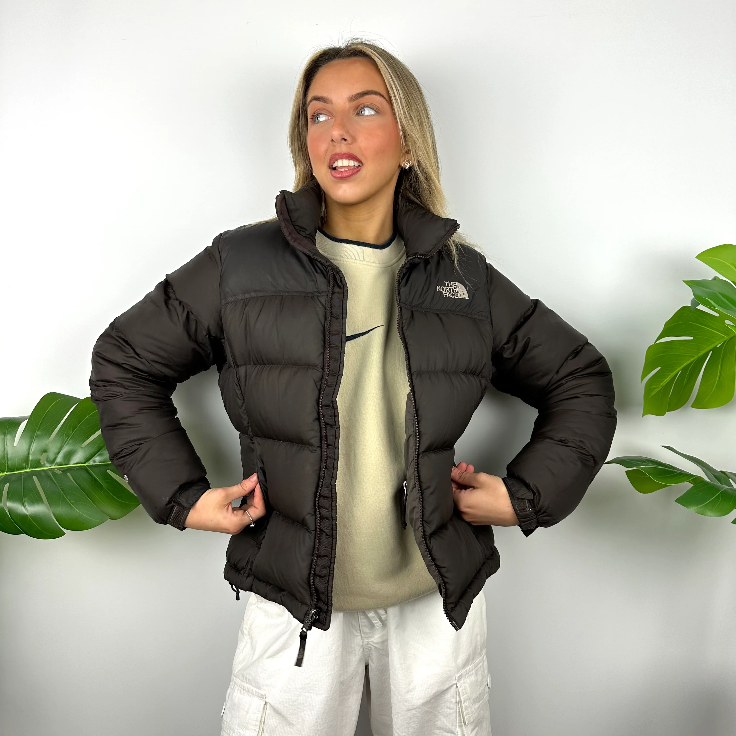 North Face Brown Puffer Jacket (S) - Image 2