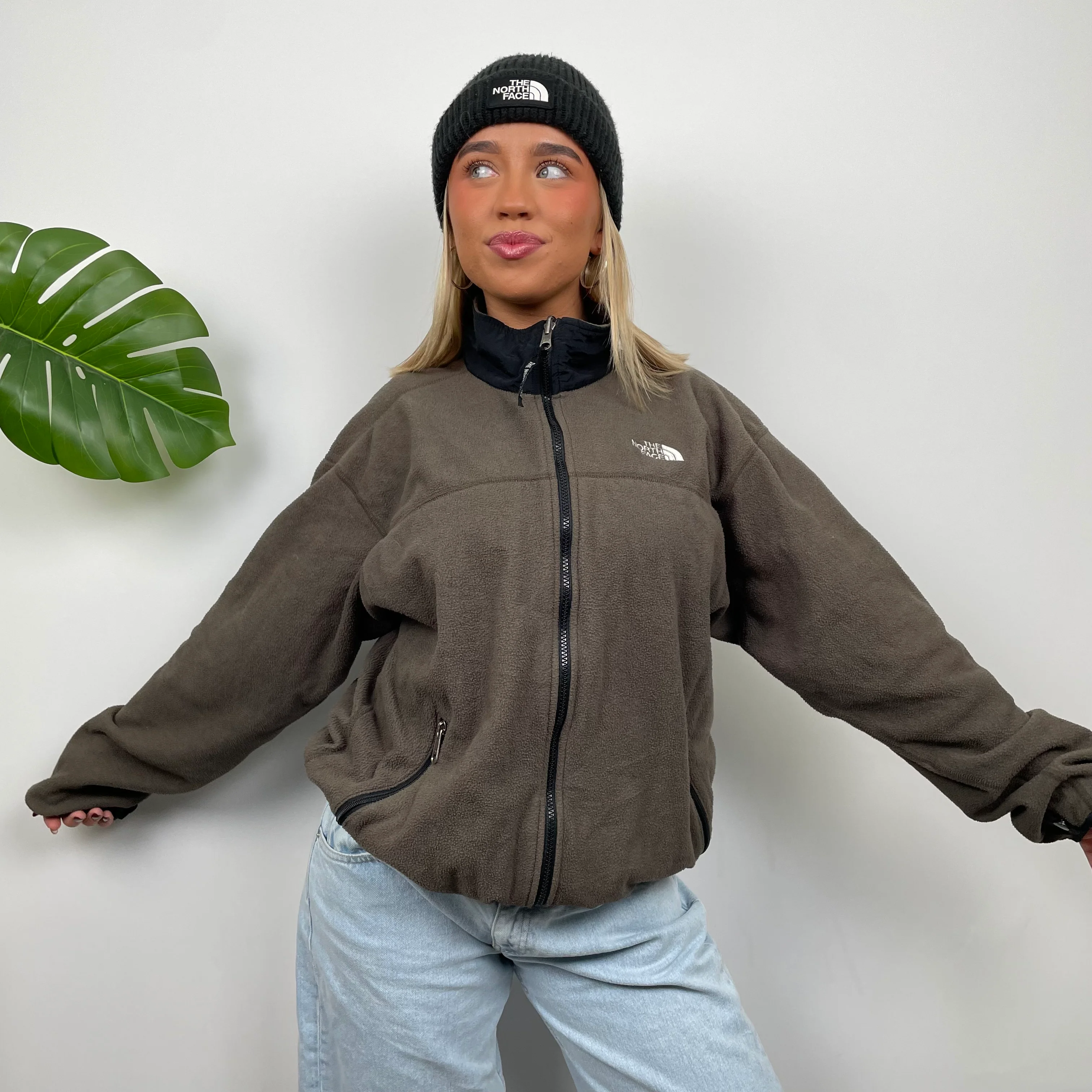 North Face Brown Teddy Bear Fleece Zip Up Jacket (L) - Image 5