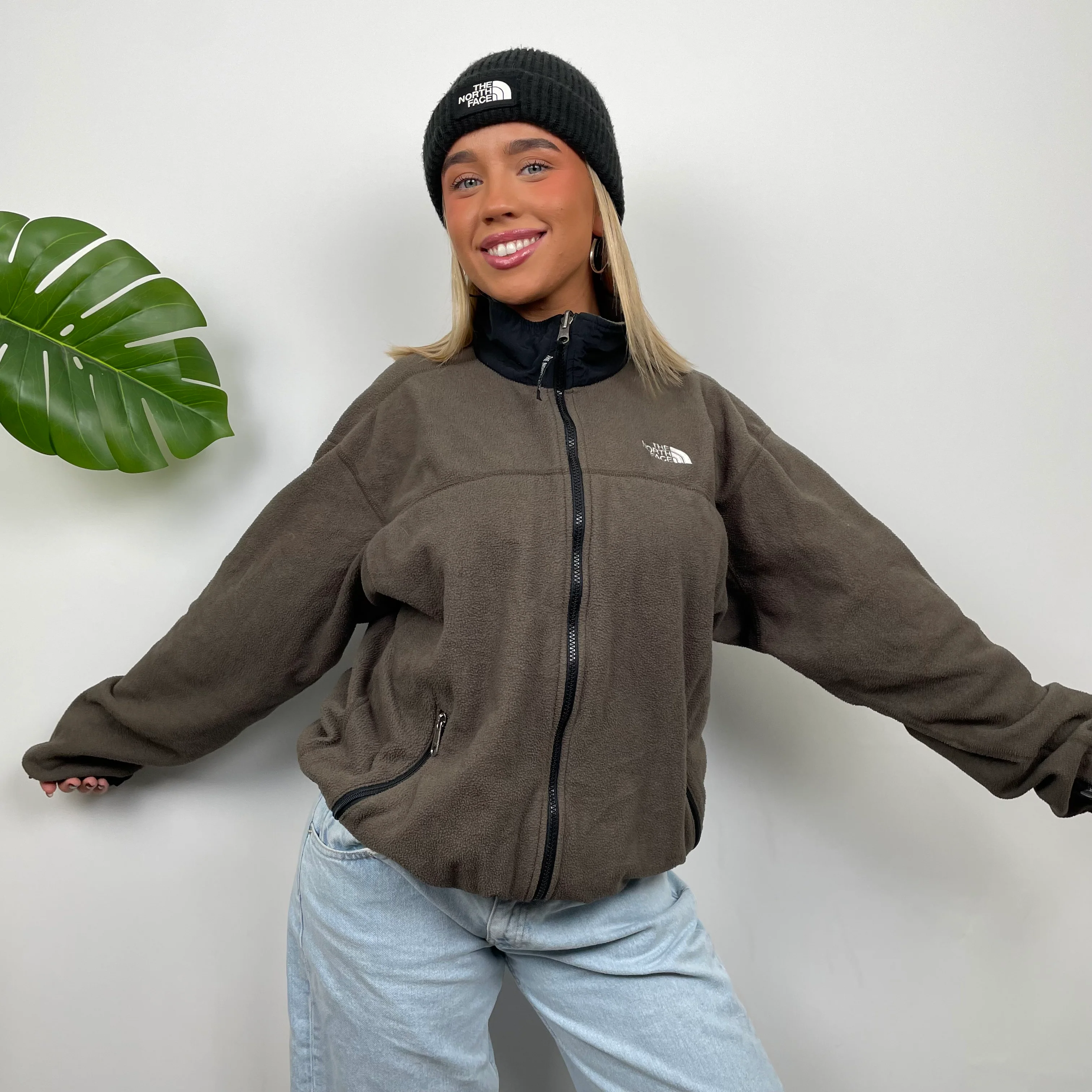 North Face Brown Teddy Bear Fleece Zip Up Jacket (L) - Image 6