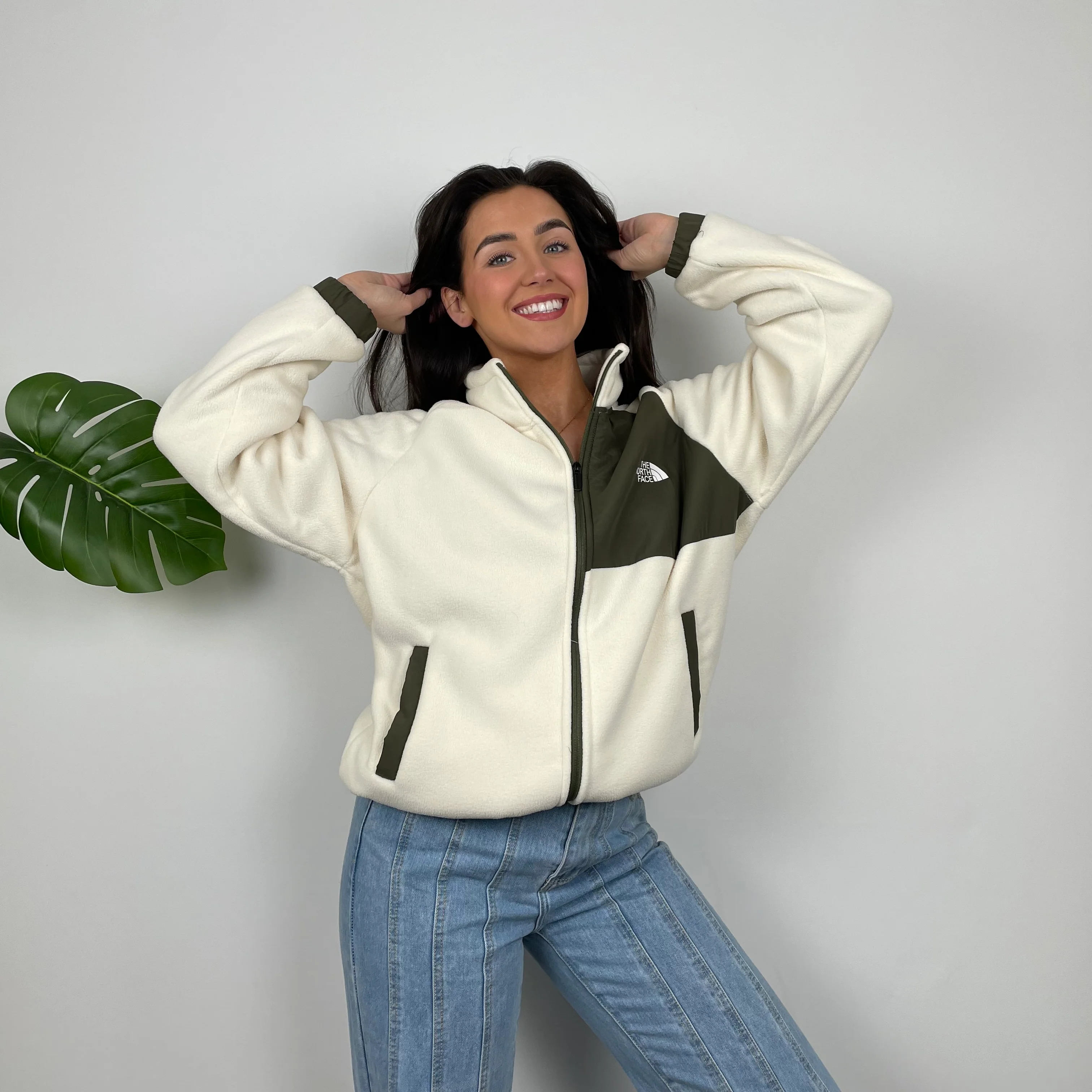 North Face Cream Denali Fleece Zip Up Jacket (L) - Image 6