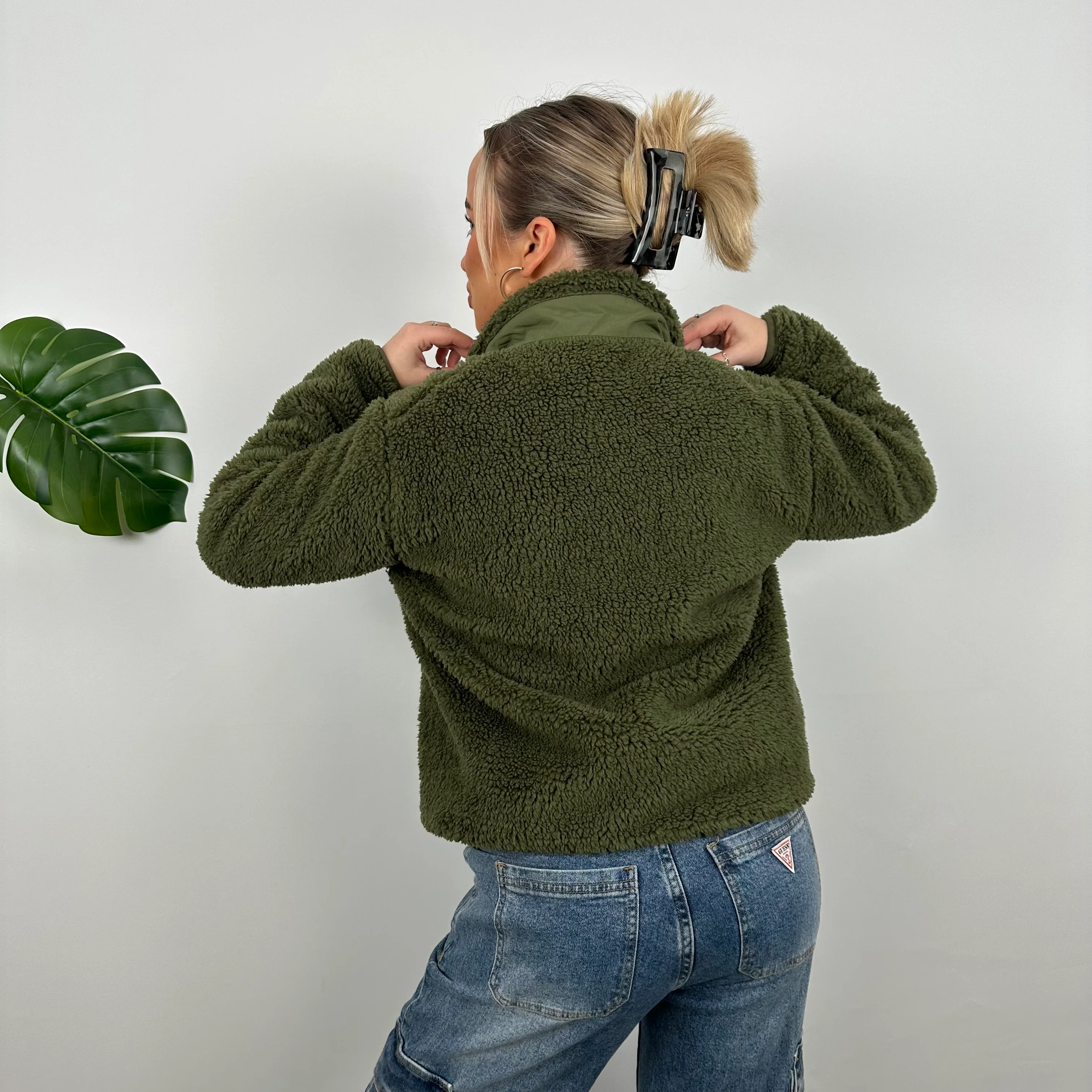 North Face Green Teddy Bear Fleece Zip Up Jacket (M) - Image 4