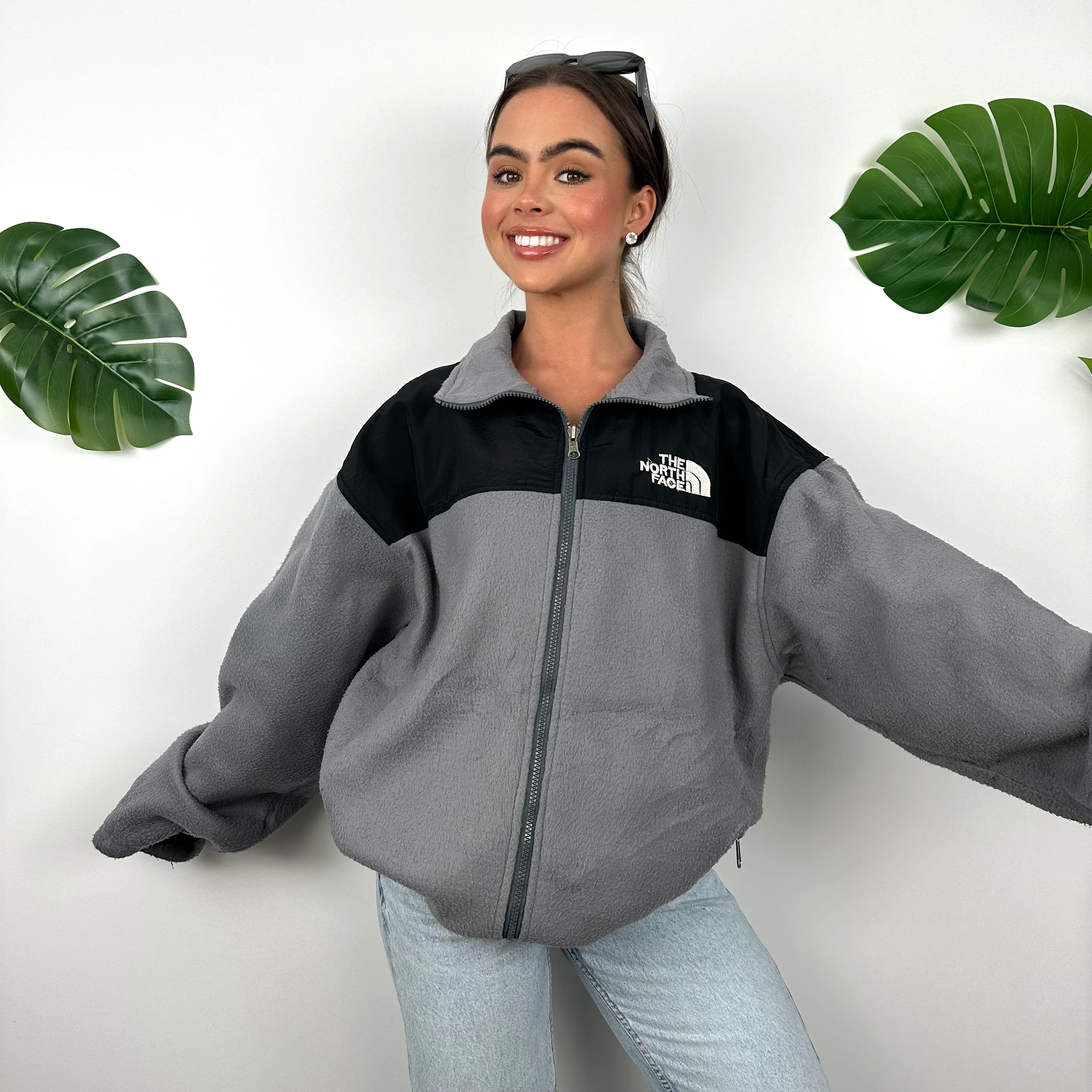 North Face Grey Denali Teddy Bear Fleece Zip Up Jacket (XL)