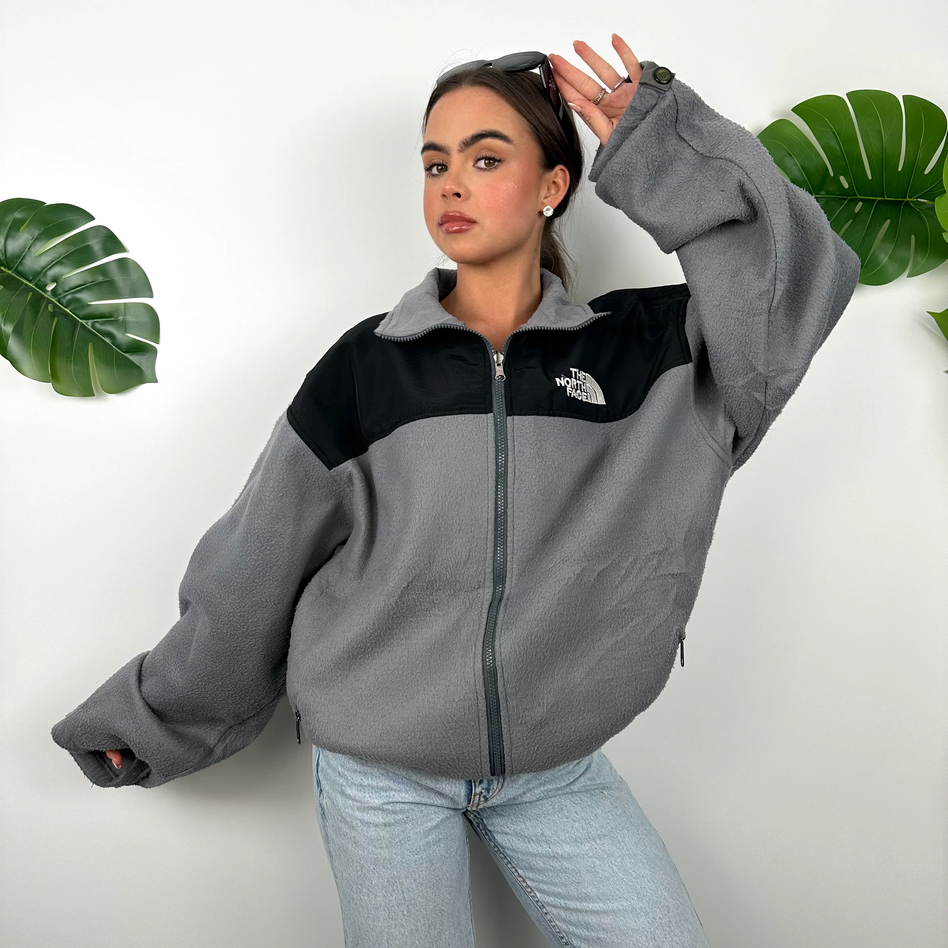North Face Grey Denali Teddy Bear Fleece Zip Up Jacket (XL) - Image 2