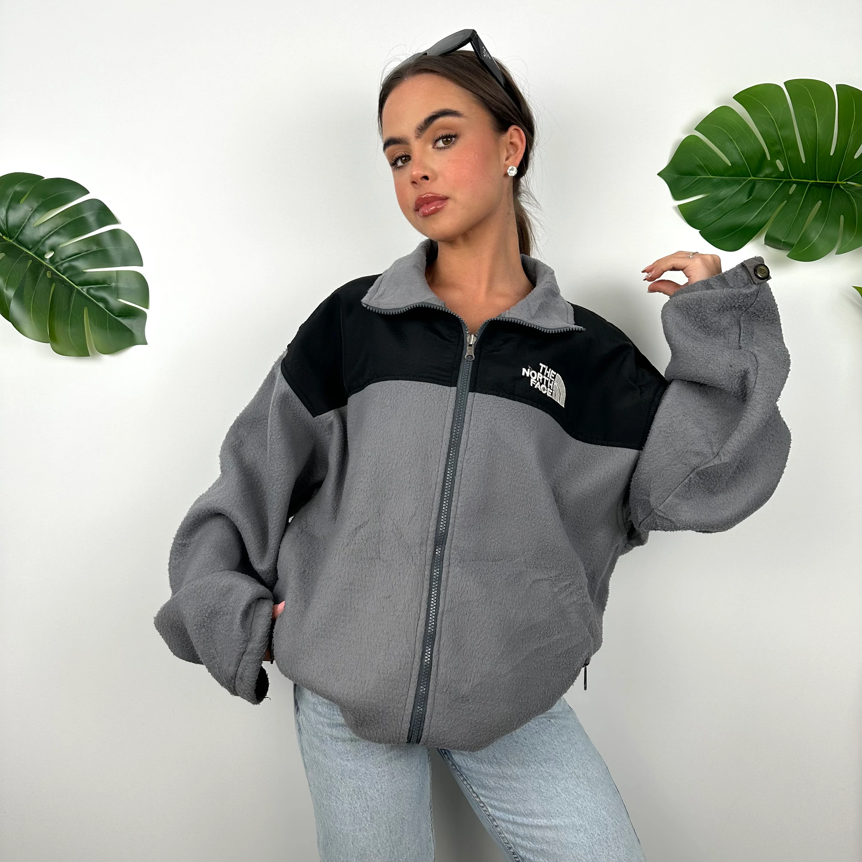 North Face Grey Denali Teddy Bear Fleece Zip Up Jacket (XL) - Image 3