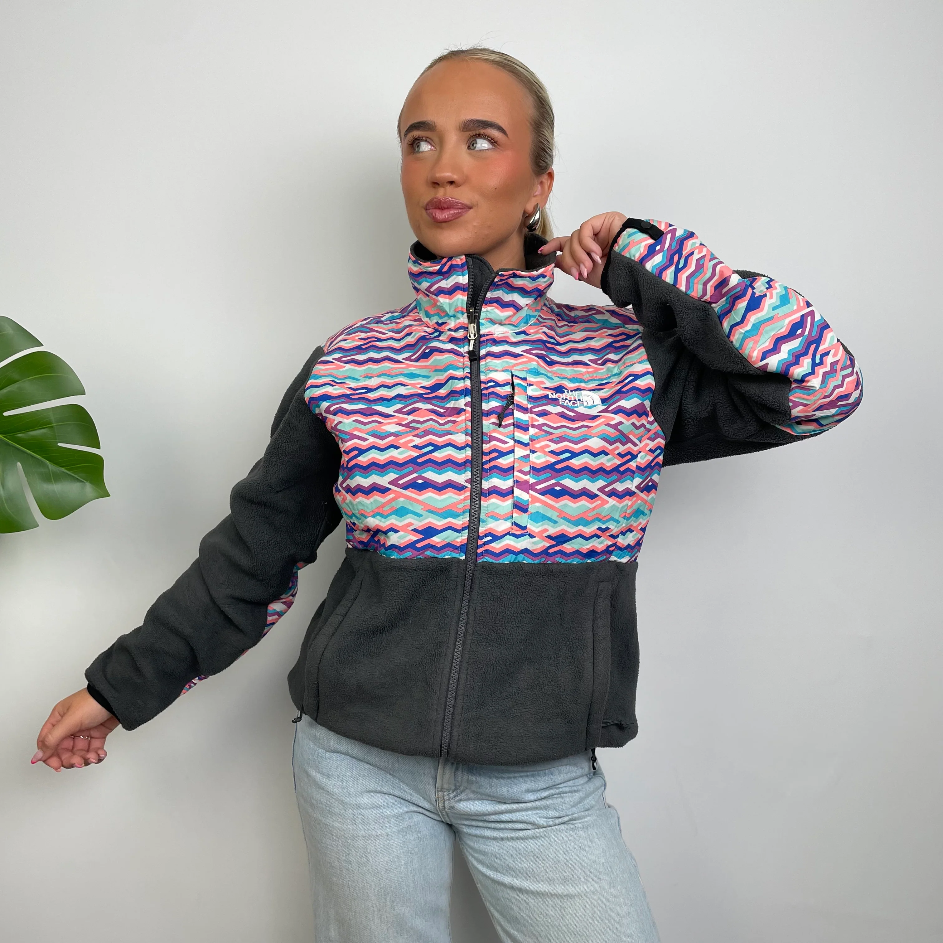 North Face Grey Denali Teddy Bear Fleece Zip Up Jacket (M) - Image 2