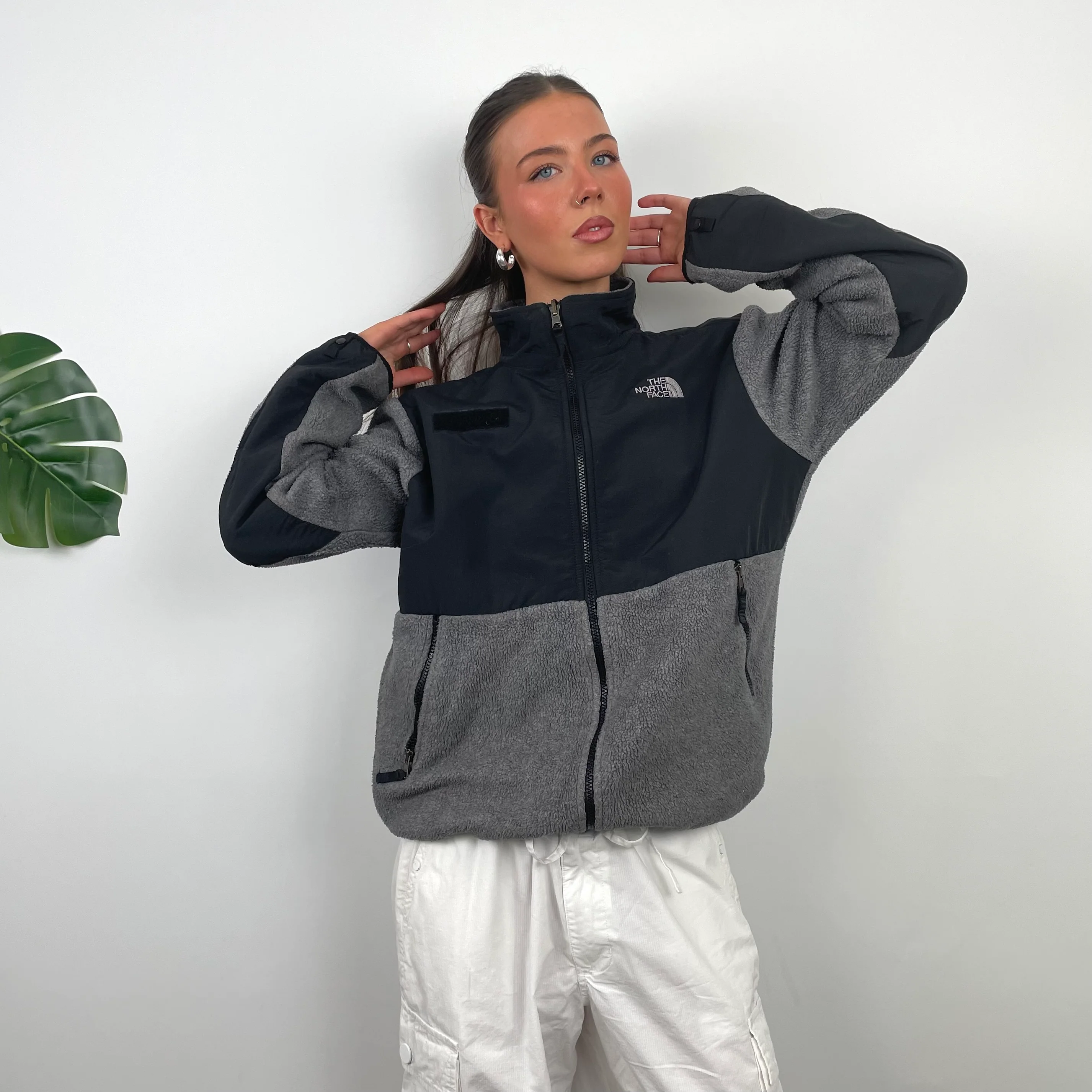 North Face Grey Denali Teddy Bear Fleece Zip Up Jacket (M)