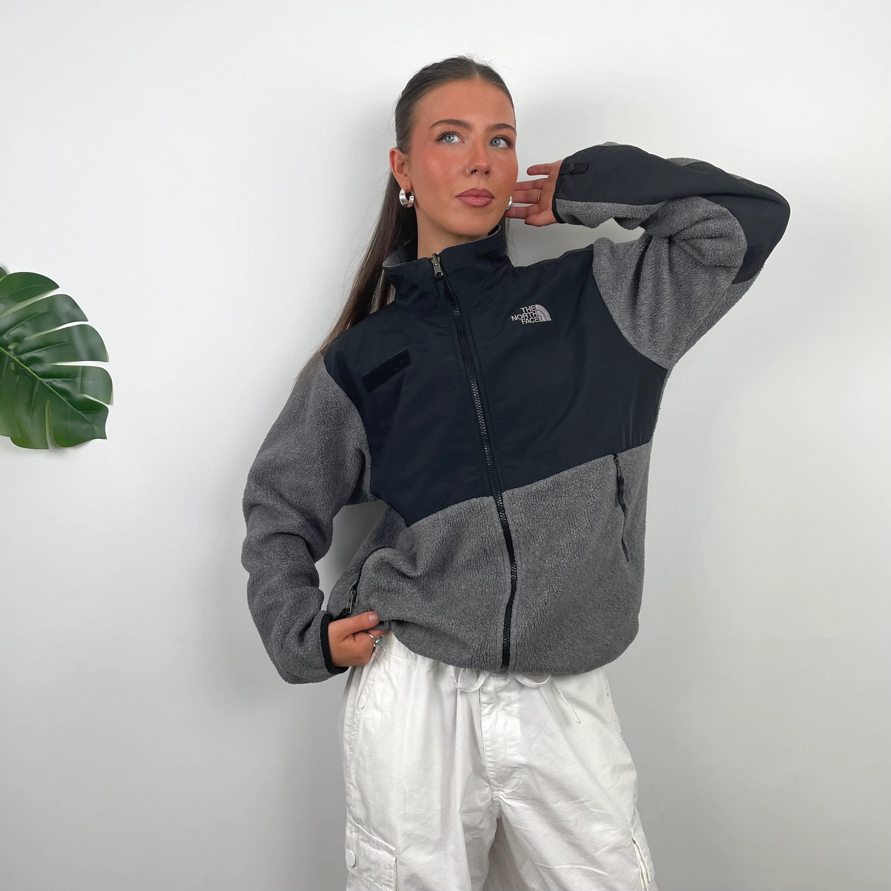 North Face Grey Denali Teddy Bear Fleece Zip Up Jacket (M) - Image 2