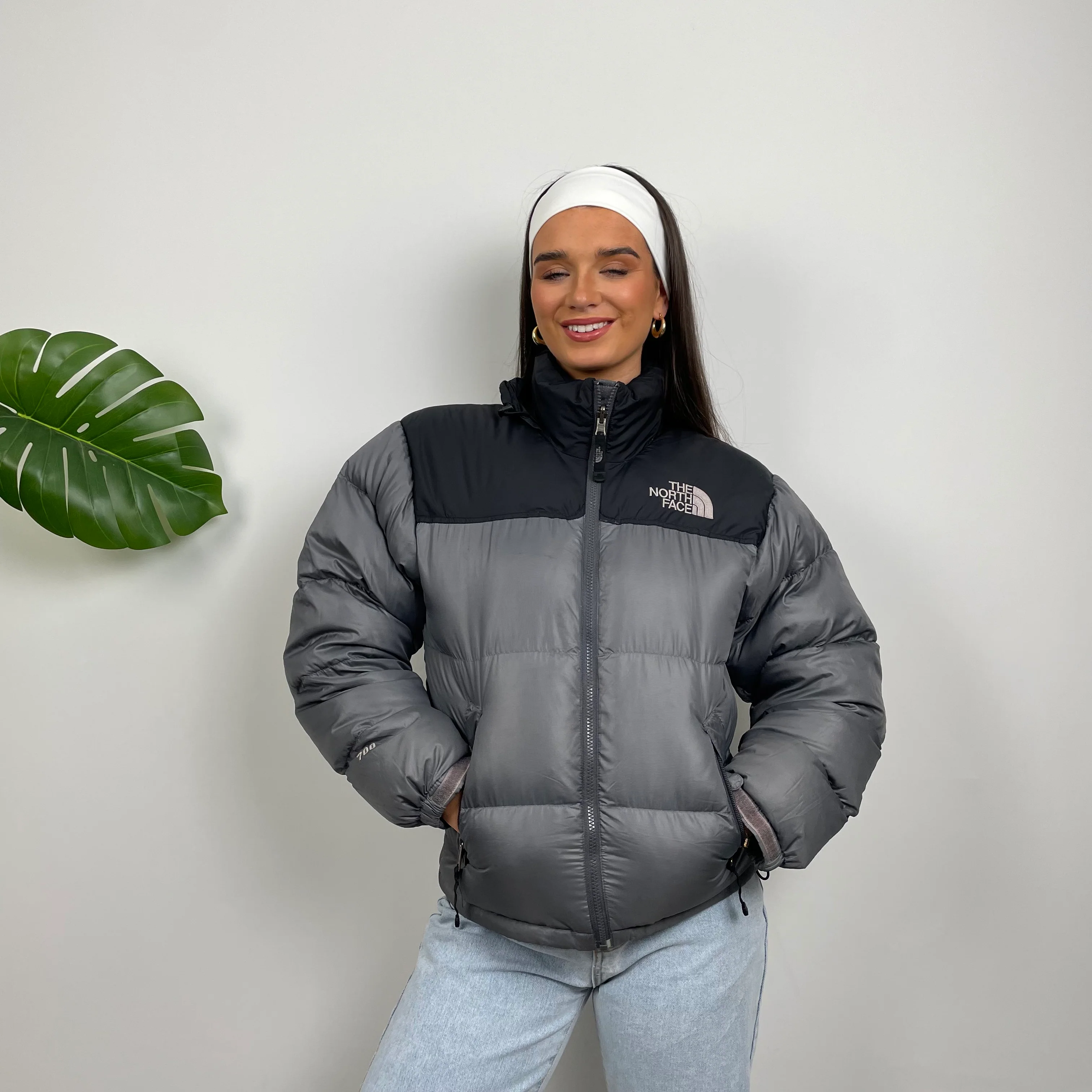 North Face Grey Puffer Jacket (M) - Image 2