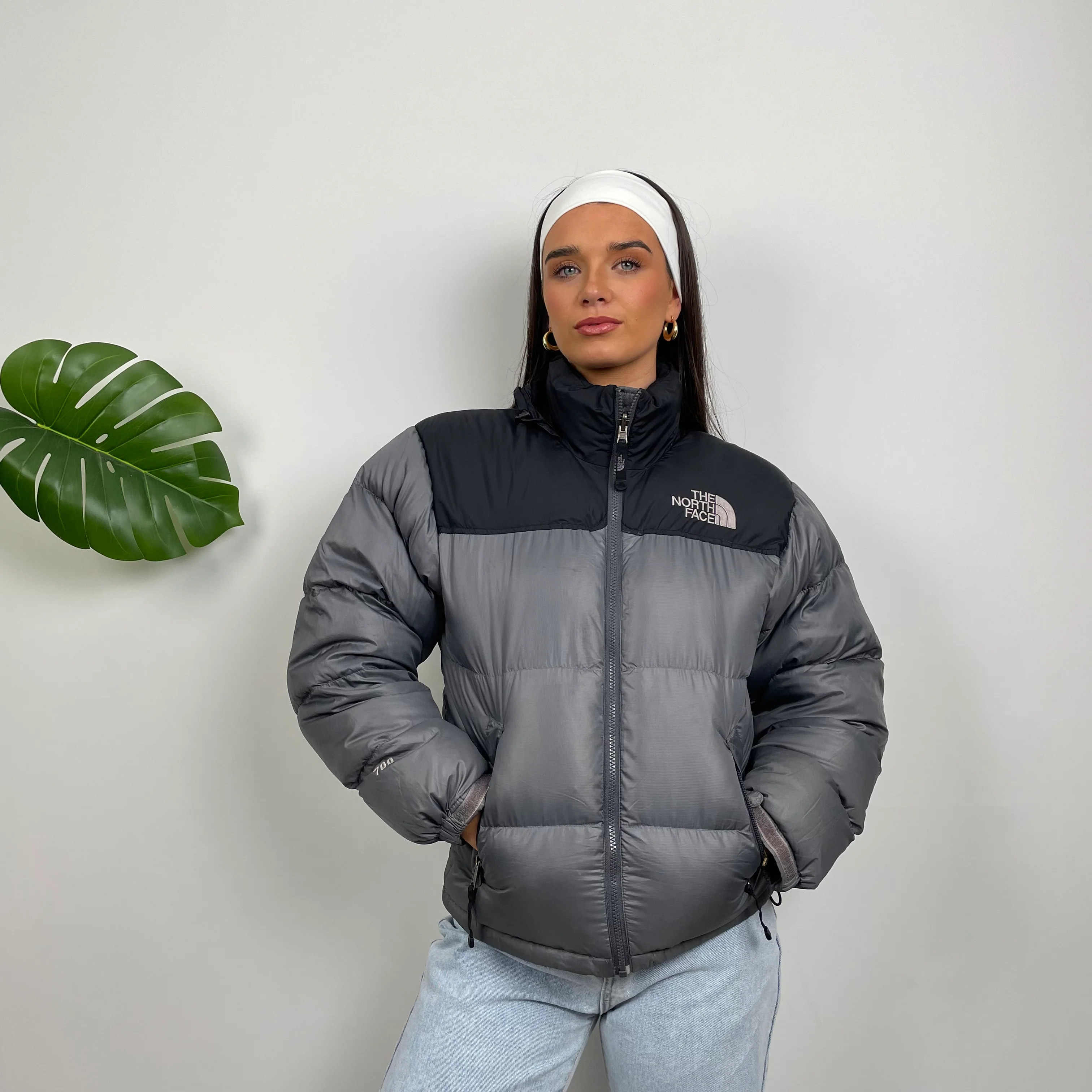 North Face Grey Puffer Jacket (M) - Image 3