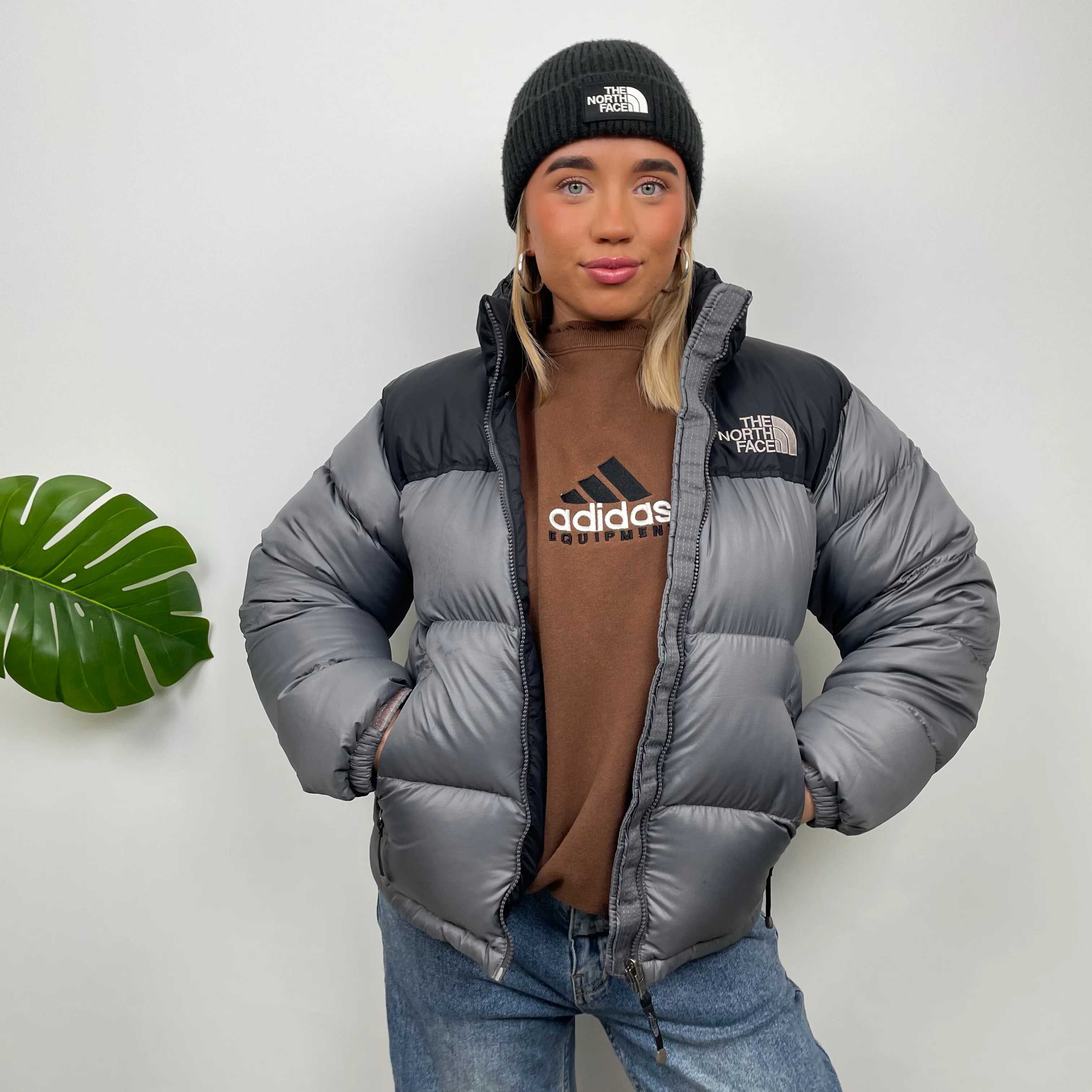 North Face Grey Puffer Jacket (XS)