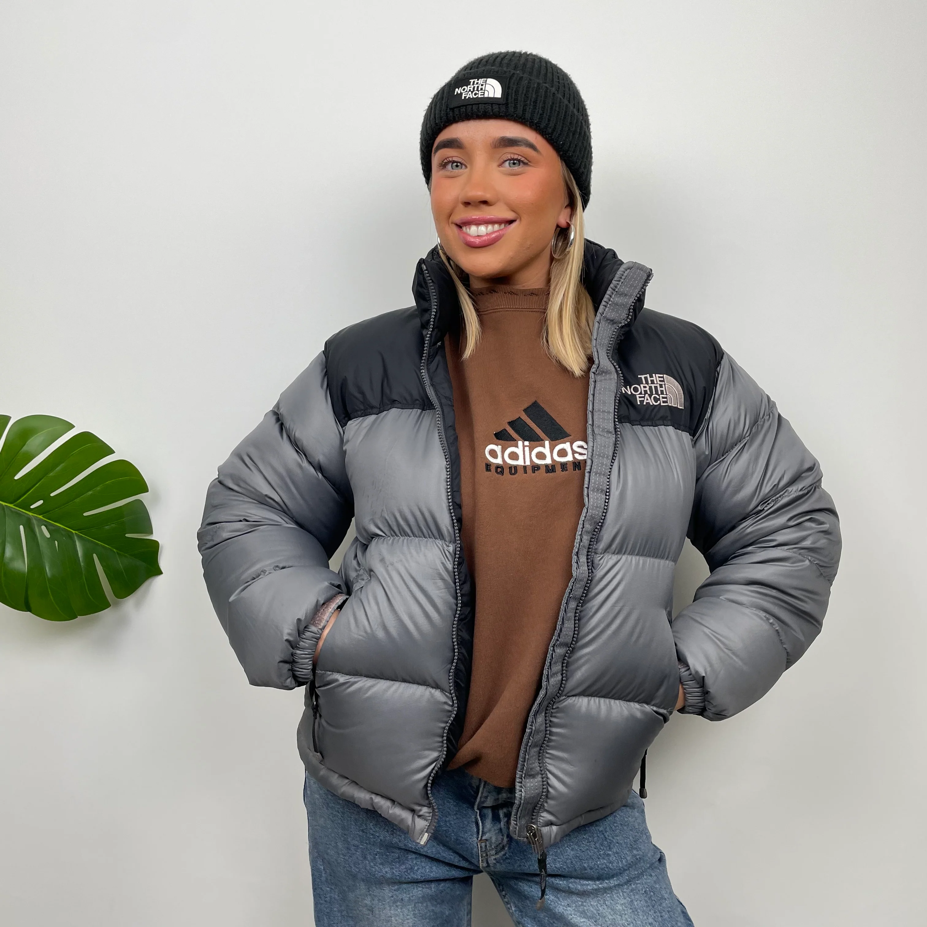 North Face Grey Puffer Jacket (XS) - Image 2