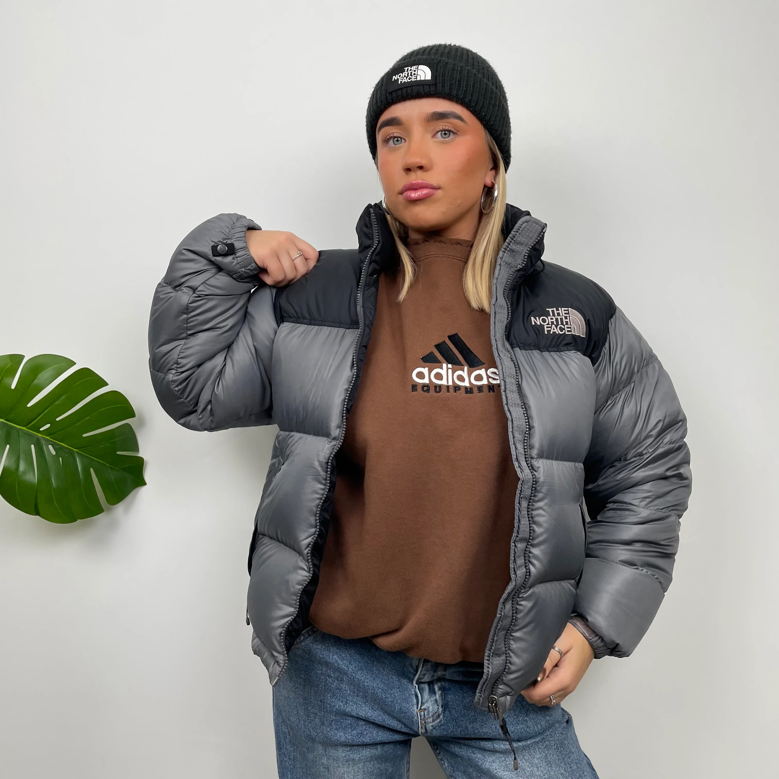 North Face Grey Puffer Jacket (XS) - Image 3