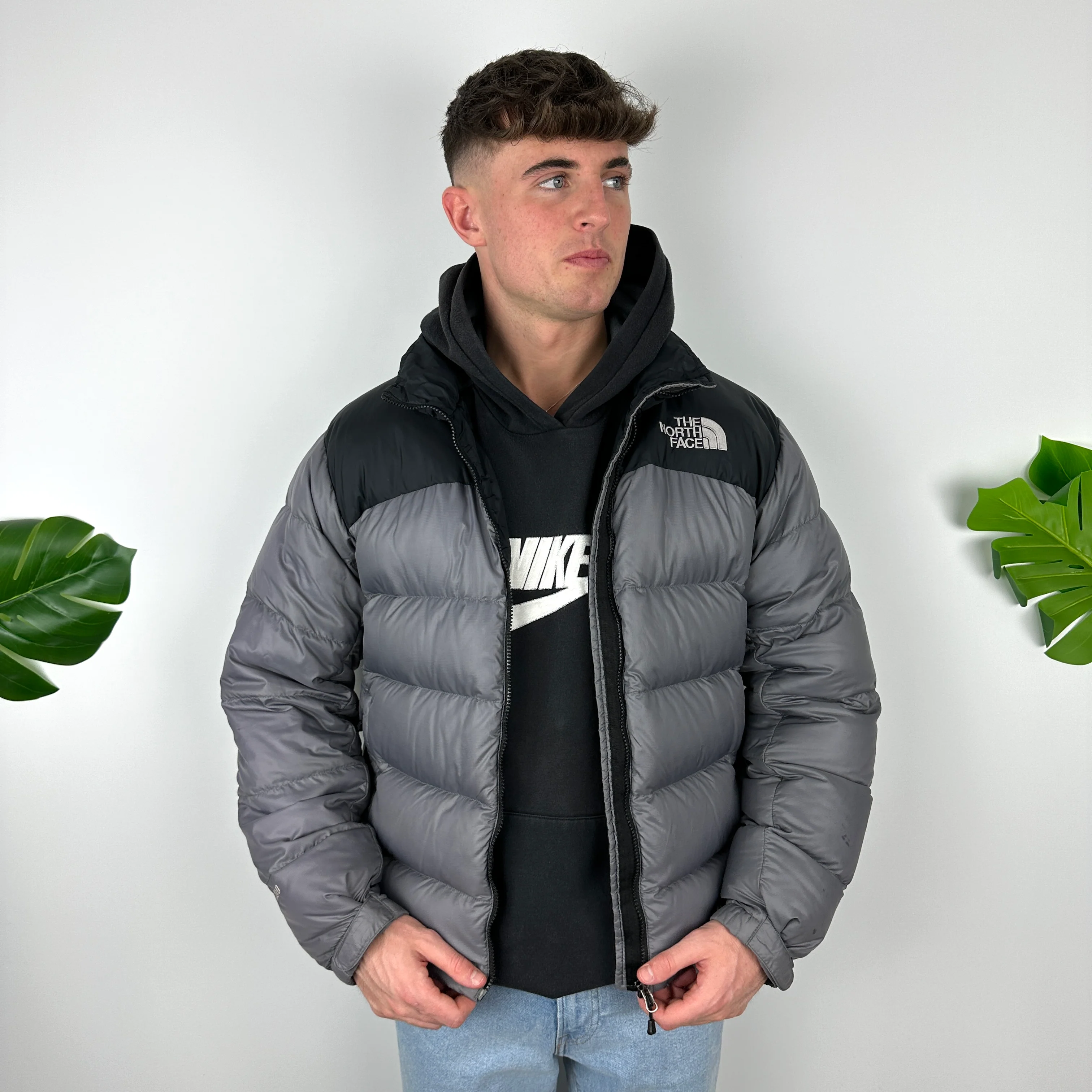 North Face Grey Puffer Jacket (M) - Image 2