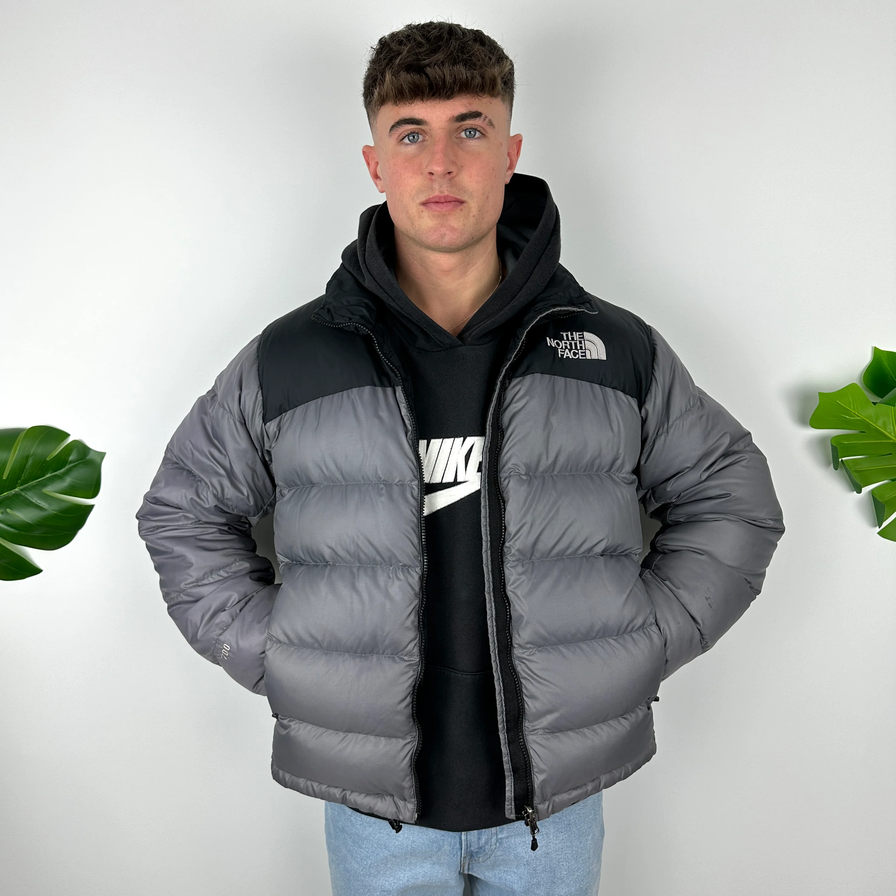 North Face Grey Puffer Jacket (M) - Image 3