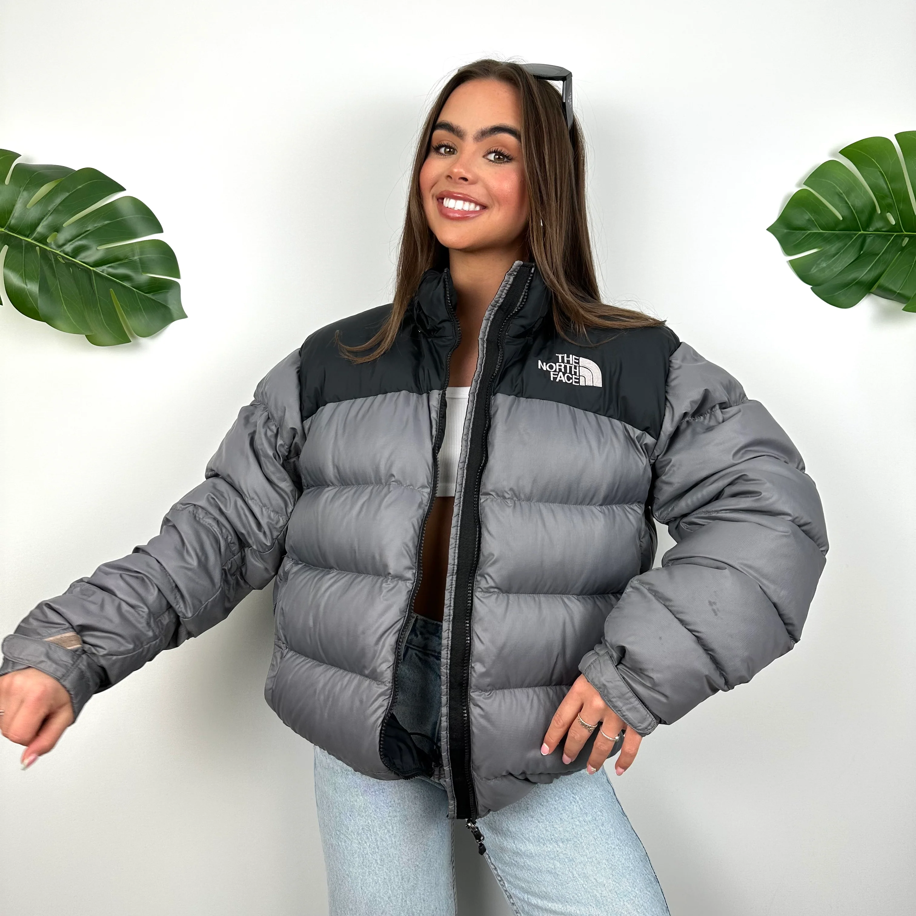North Face Grey Puffer Jacket (M) - Image 2
