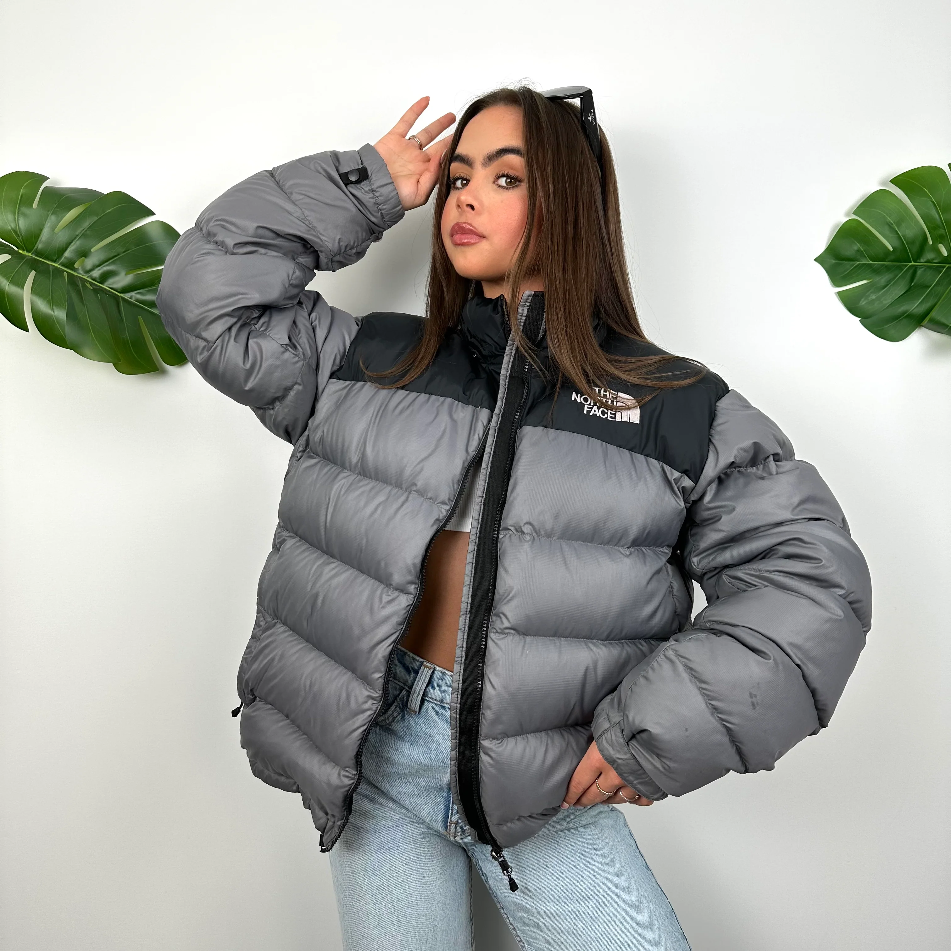 North Face Grey Puffer Jacket (M) - Image 3