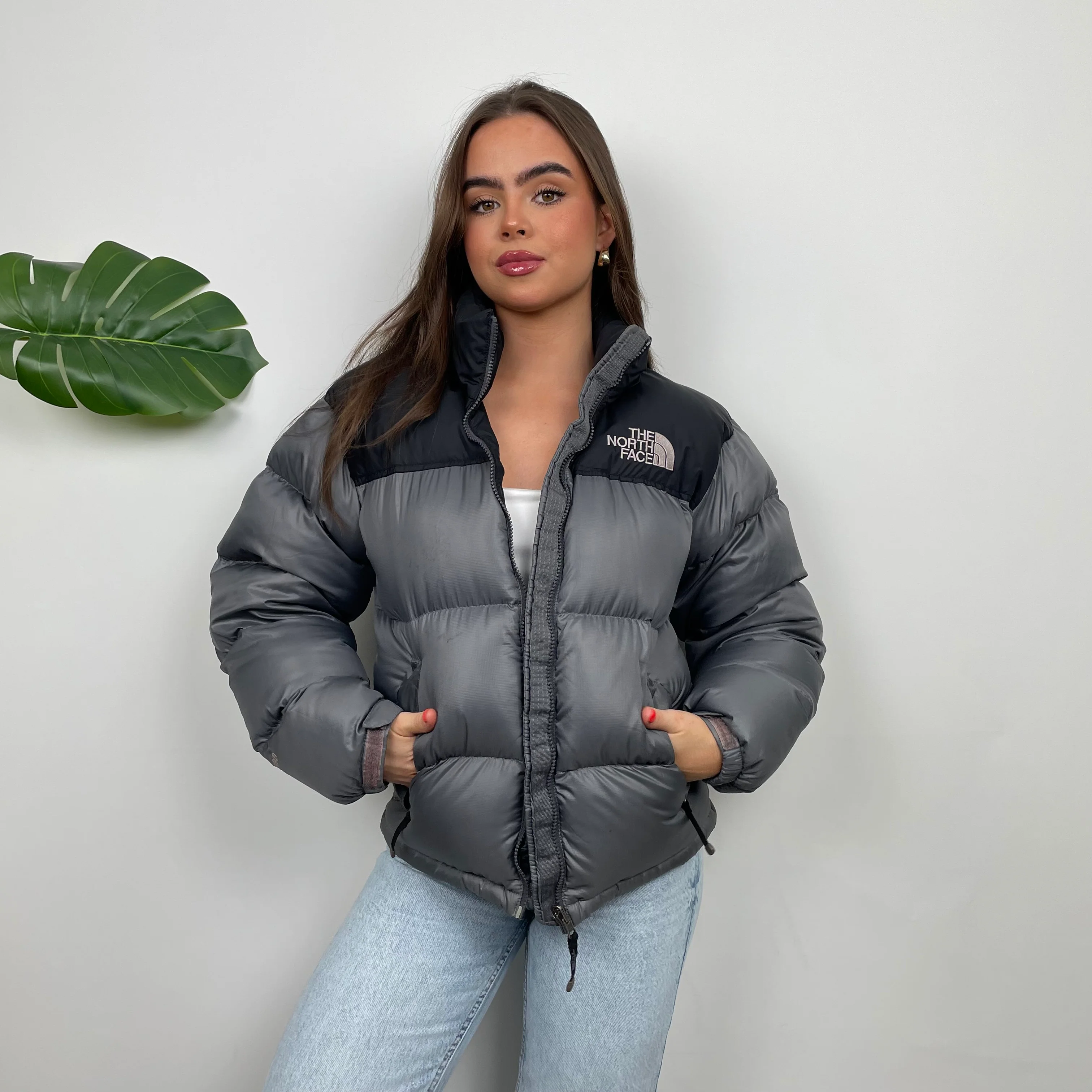 North Face Grey Puffer Jacket (XS) - Image 2