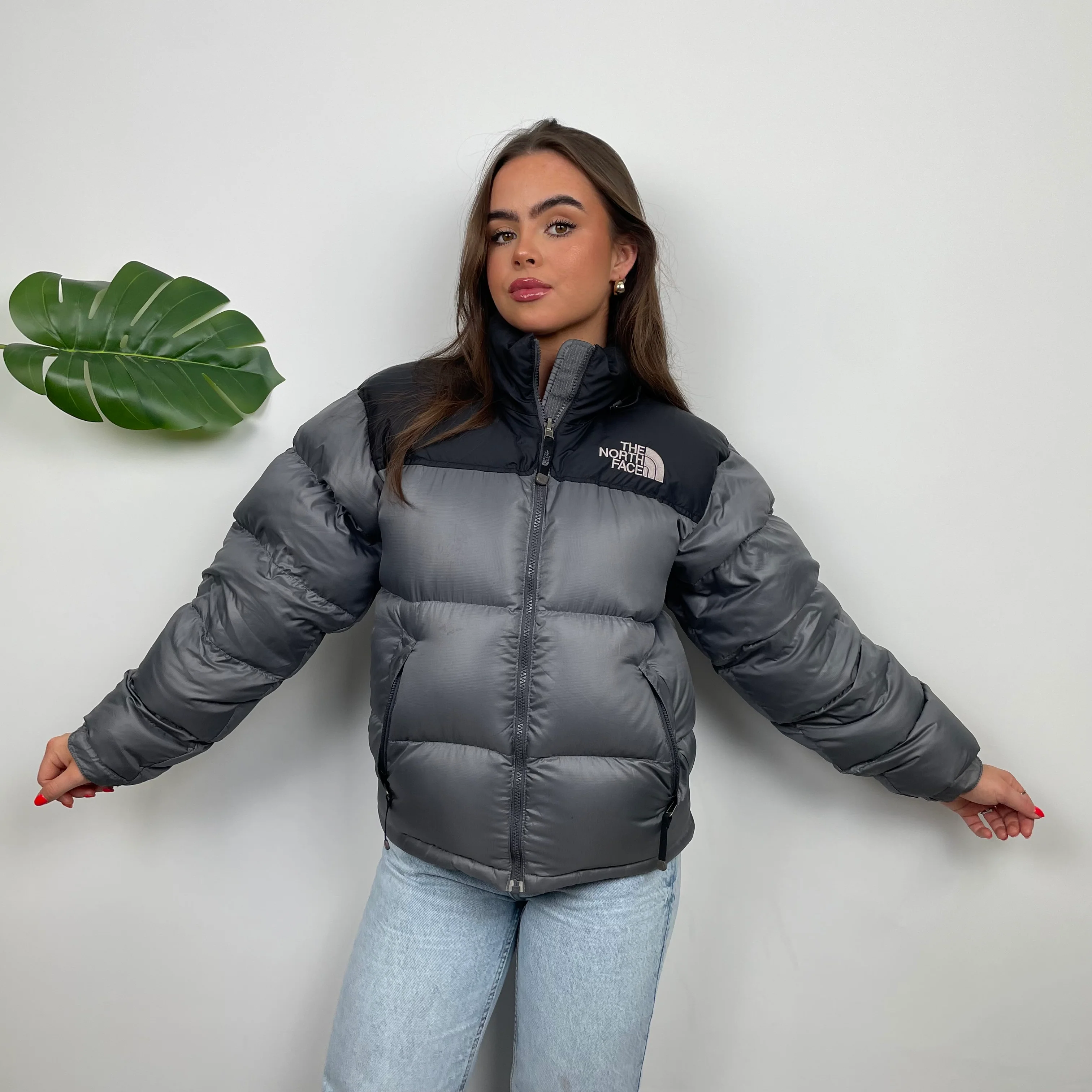 North Face Grey Puffer Jacket (XS) - Image 3