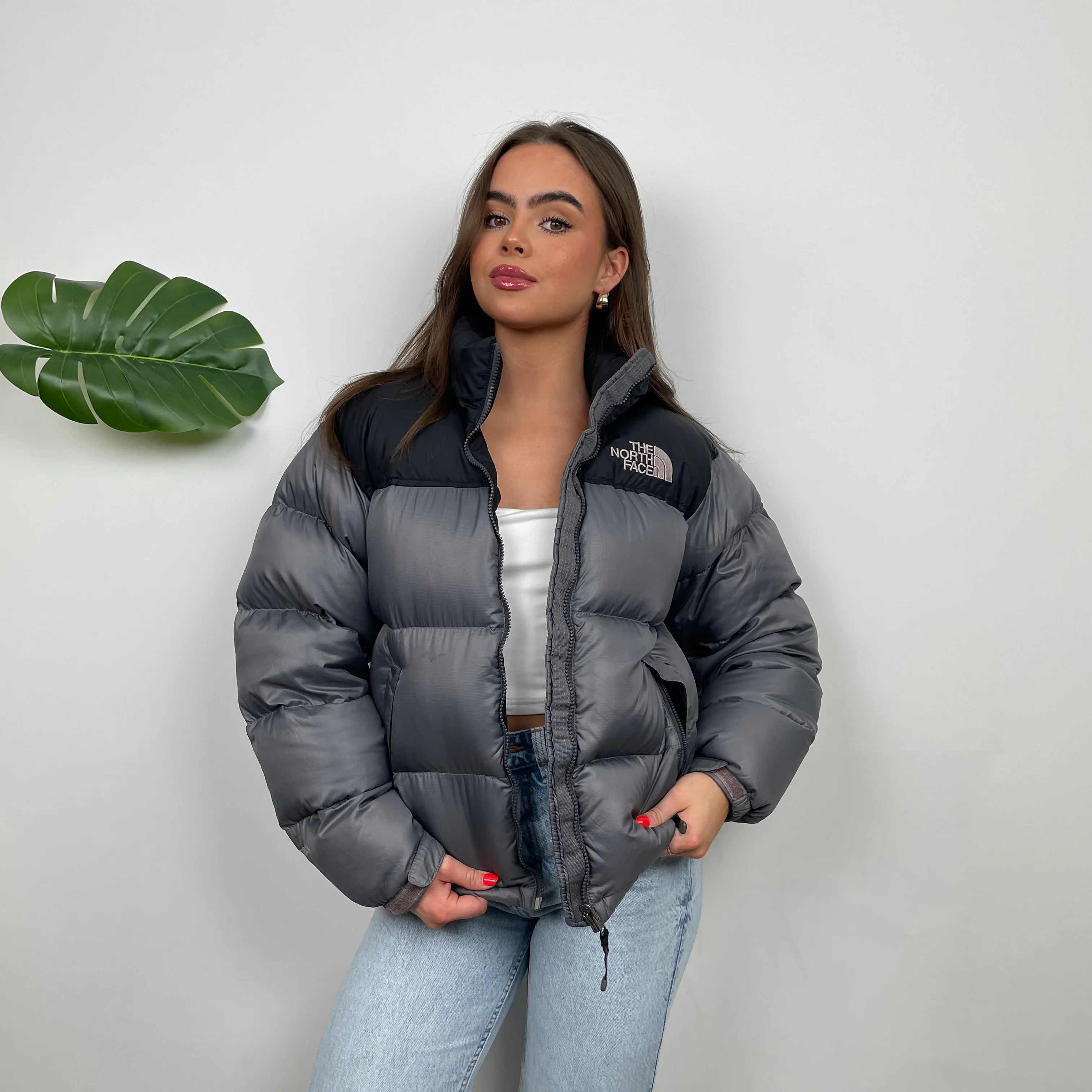 North Face Grey Puffer Jacket (XS) - Image 4