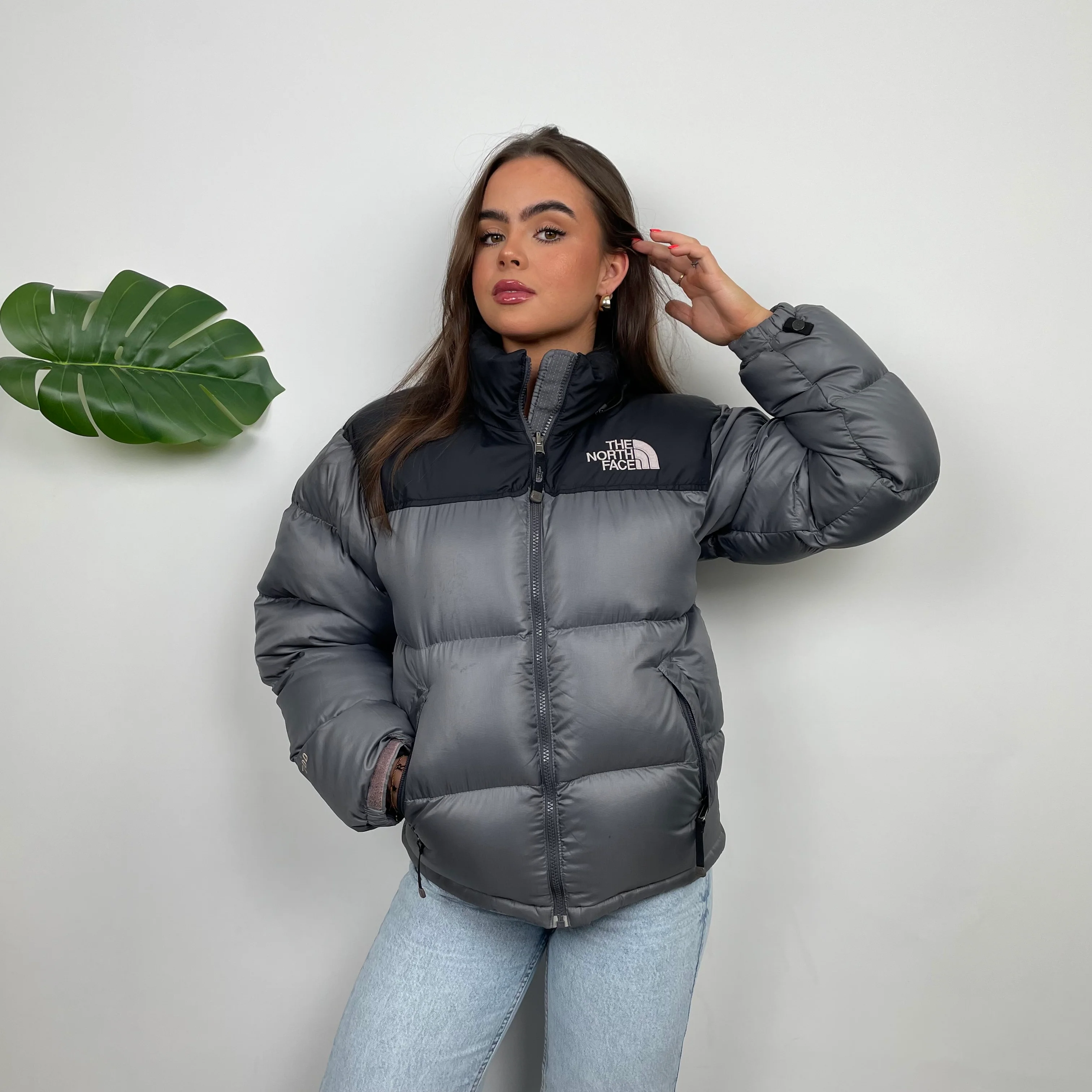 North Face Grey Puffer Jacket (XS) - Image 7