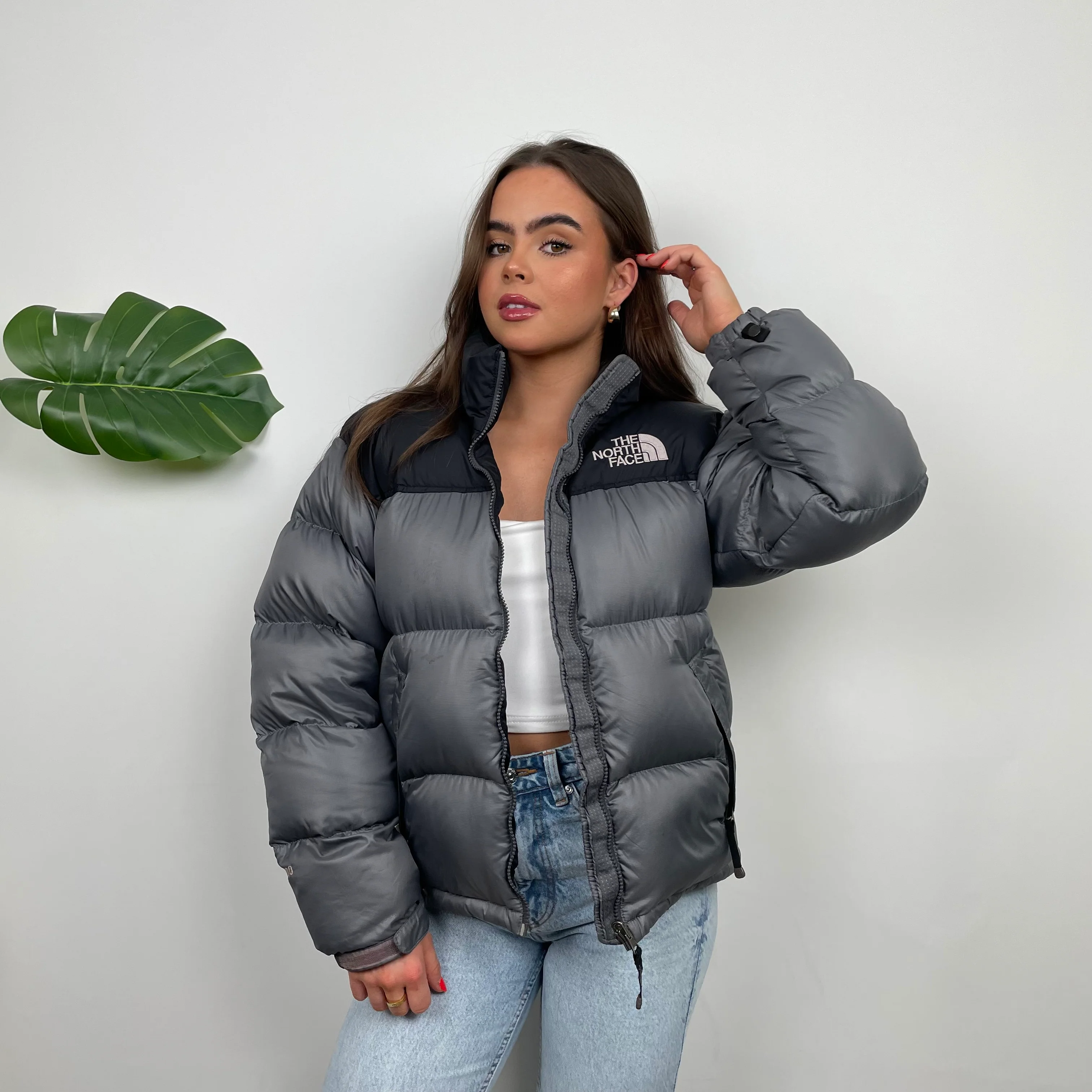 North Face Grey Puffer Jacket (XS) - Image 8