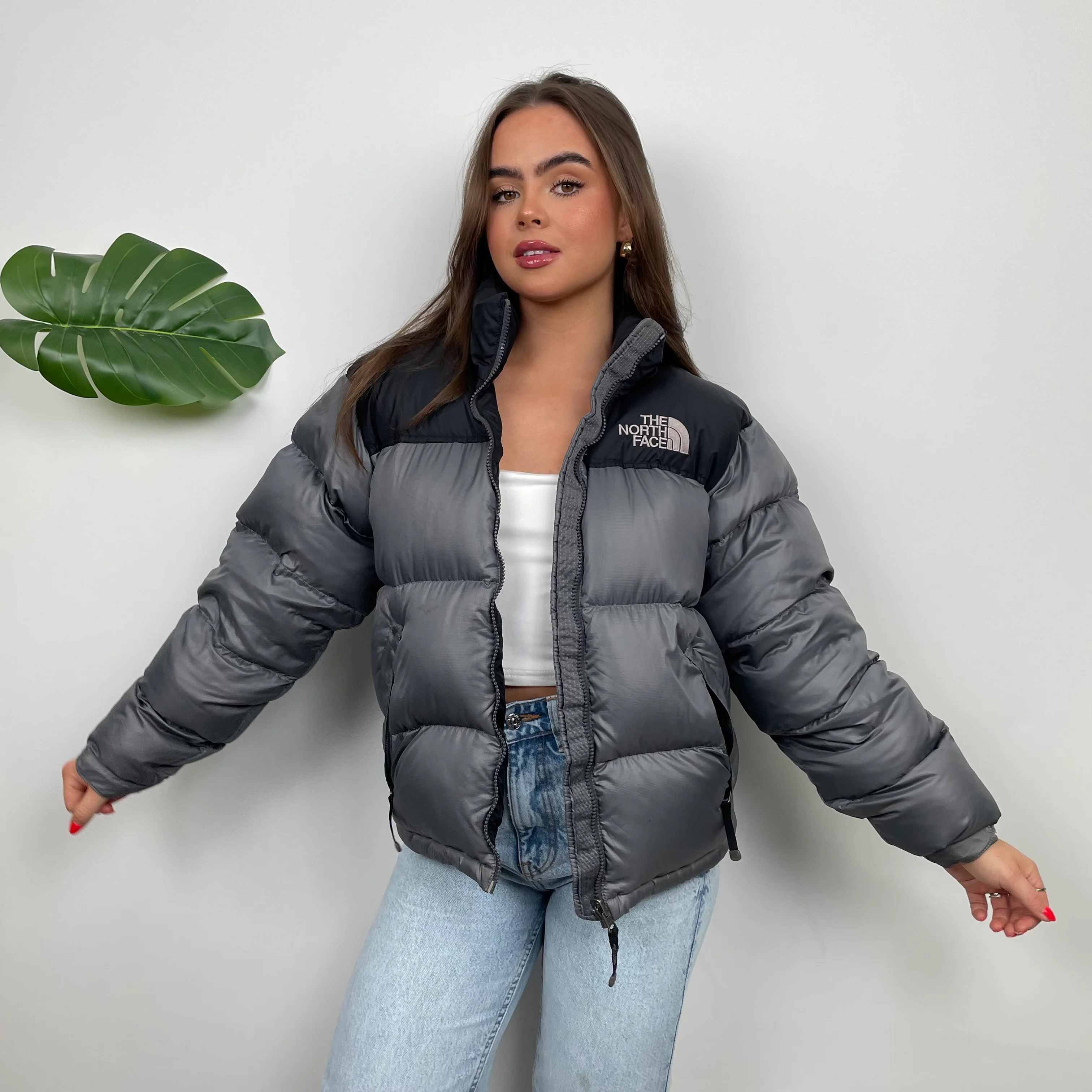 North Face Grey Puffer Jacket (XS) - Image 9