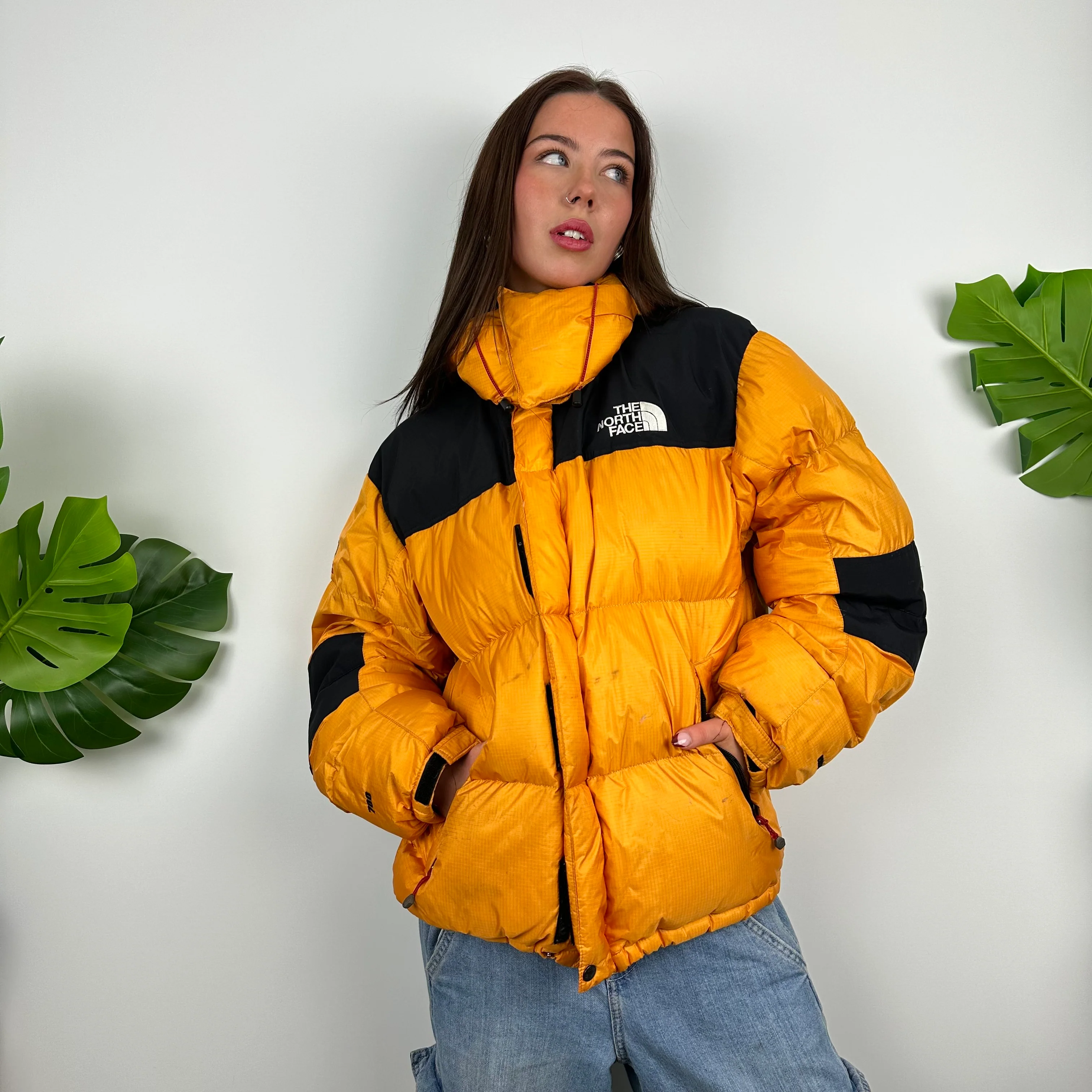 North Face Orange Puffer Jacket (M) - Image 2